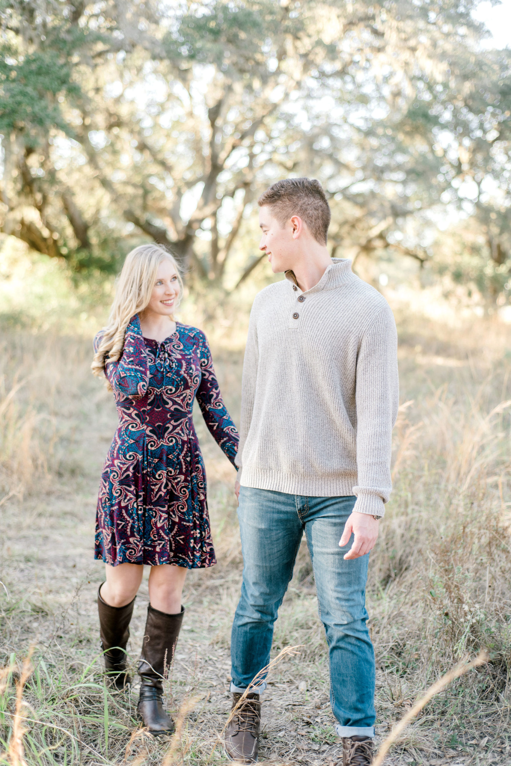 Cozy engagement session featuring Spanish moss