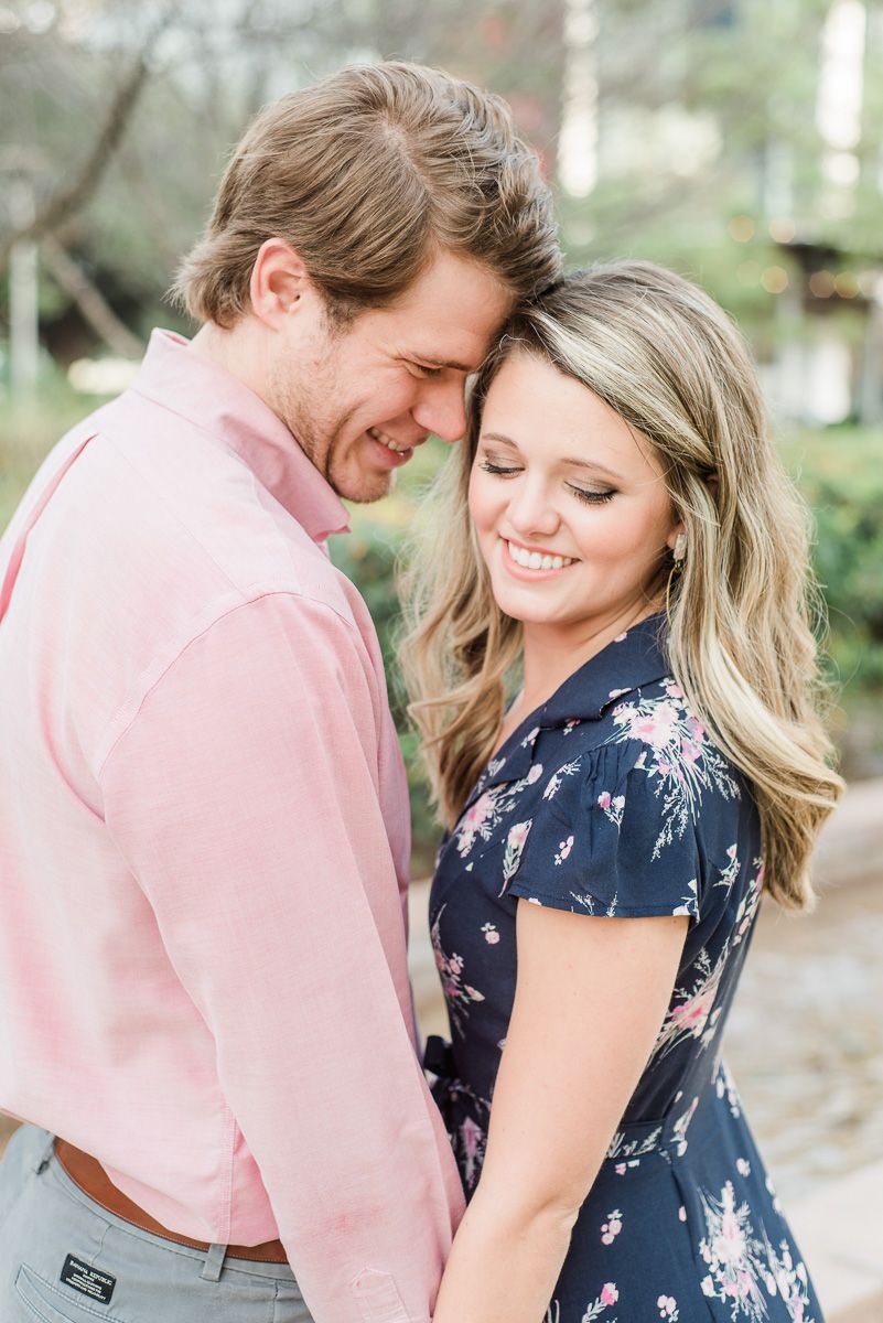 couple at their Discovery Green Houston engagement session