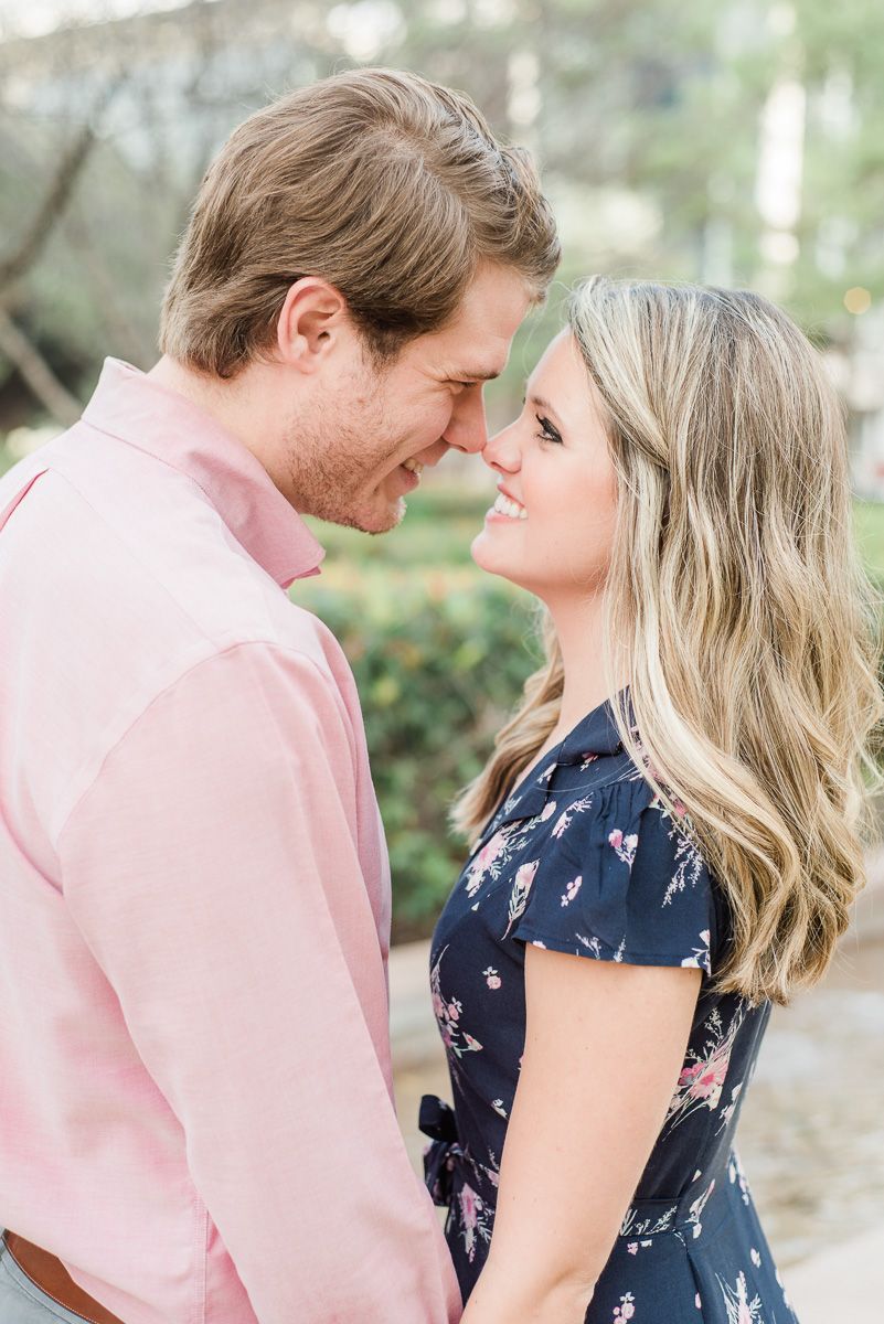 couple at their Discovery Green Houston engagement session