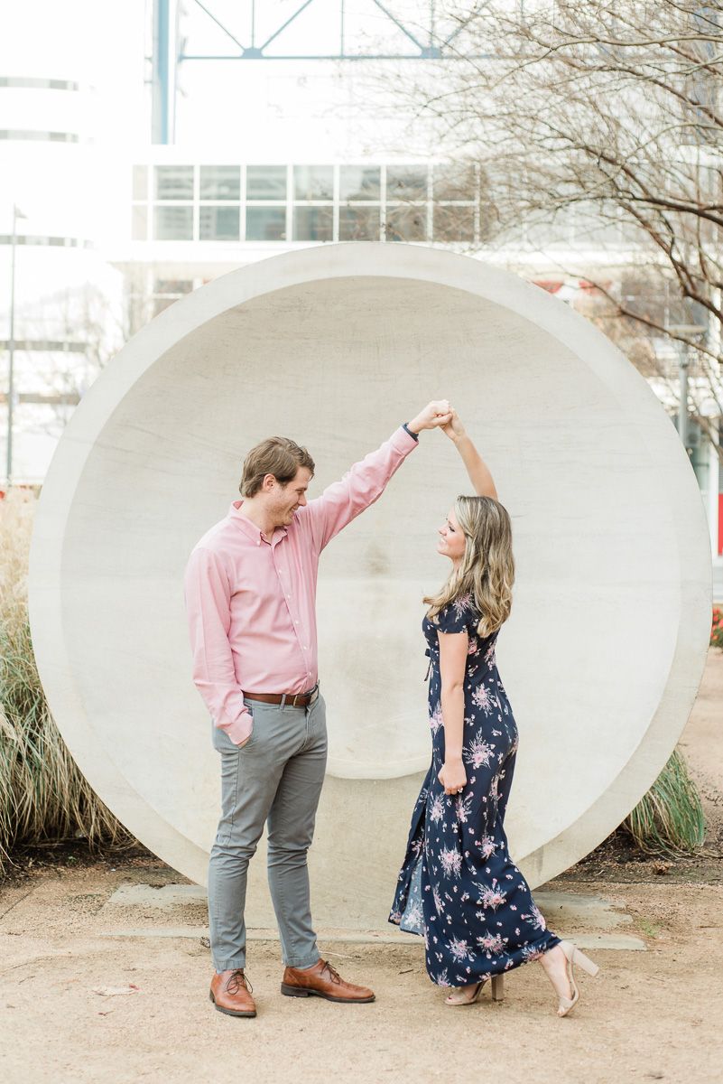 couple at their Discovery Green Houston engagement session