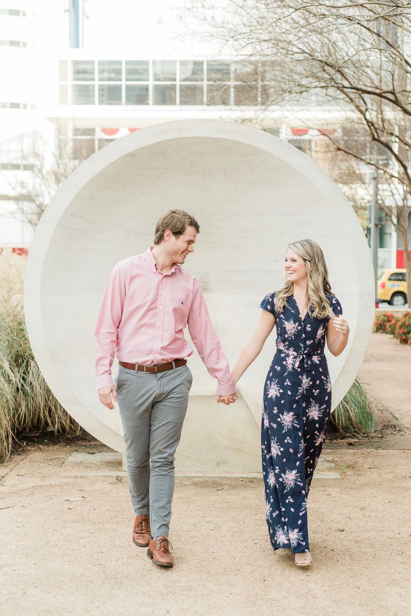 couple at their Discovery Green Houston engagement session