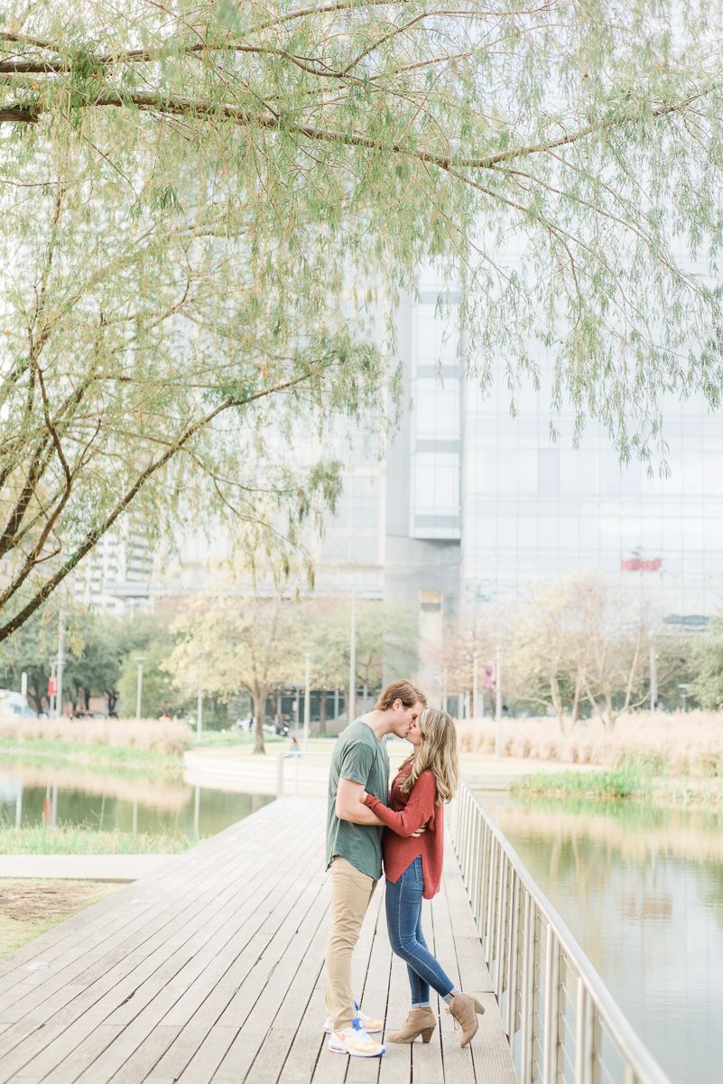 couple at engagement session in Houston