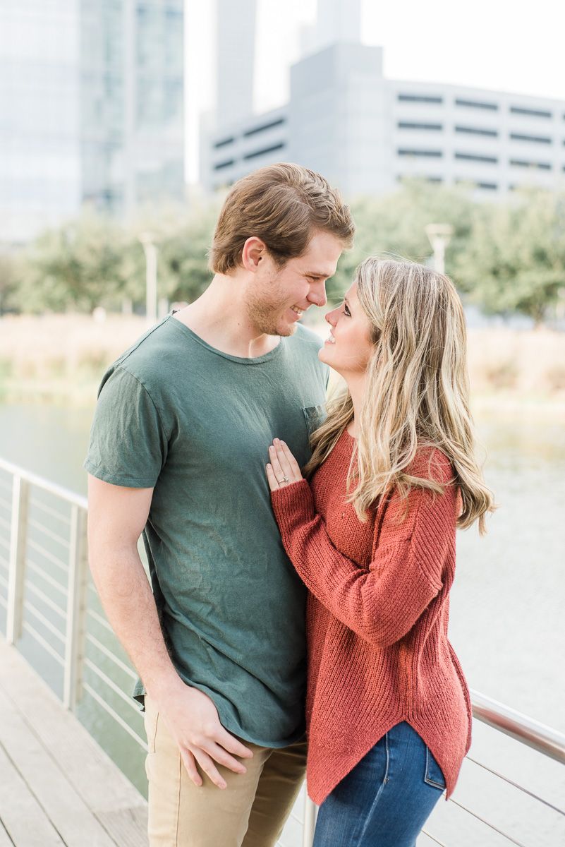 couple at engagement session in Houston