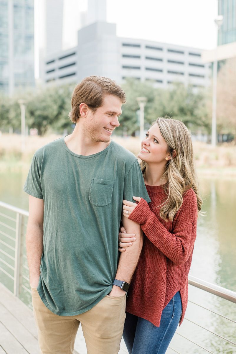 couple at engagement session in Houston