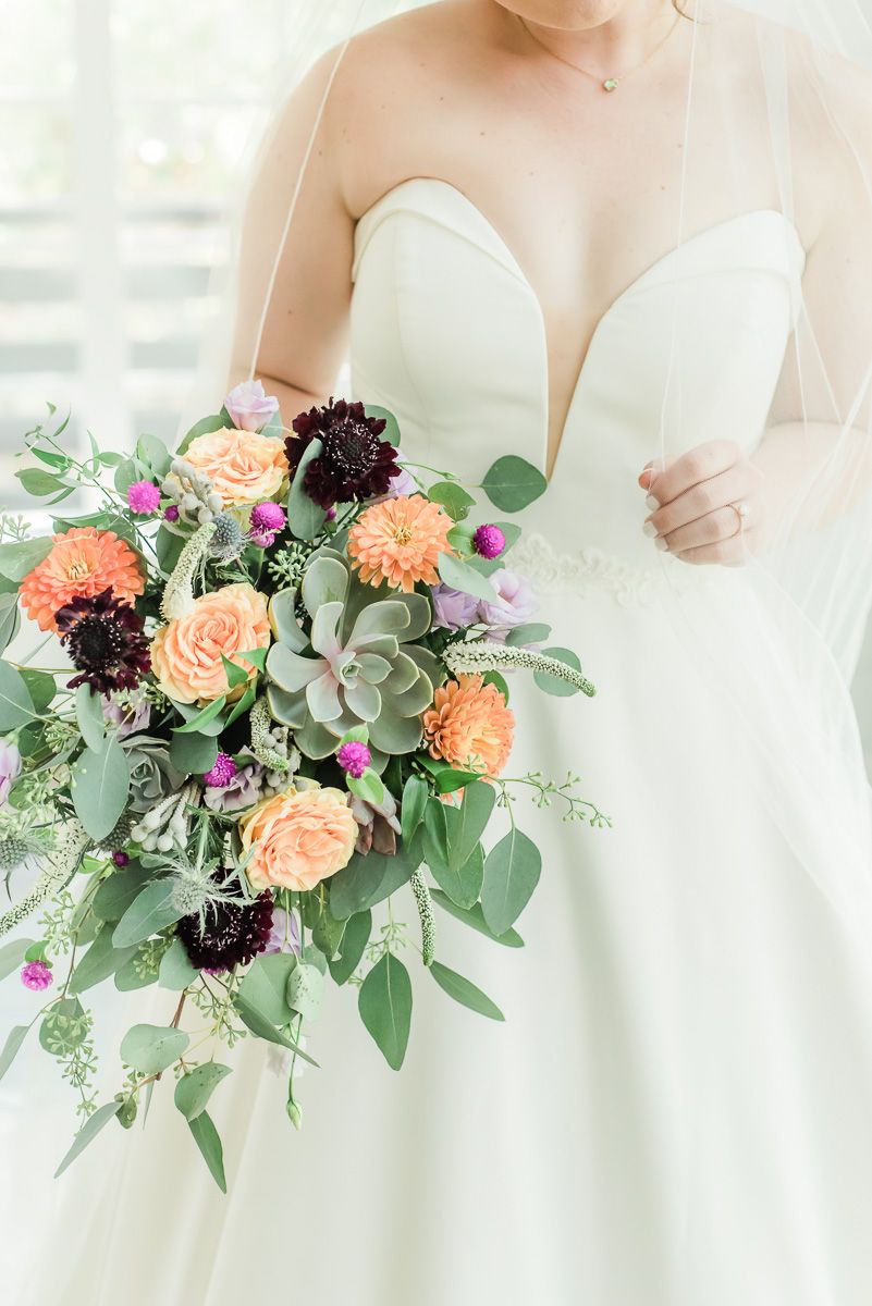 bride with flower bouquet