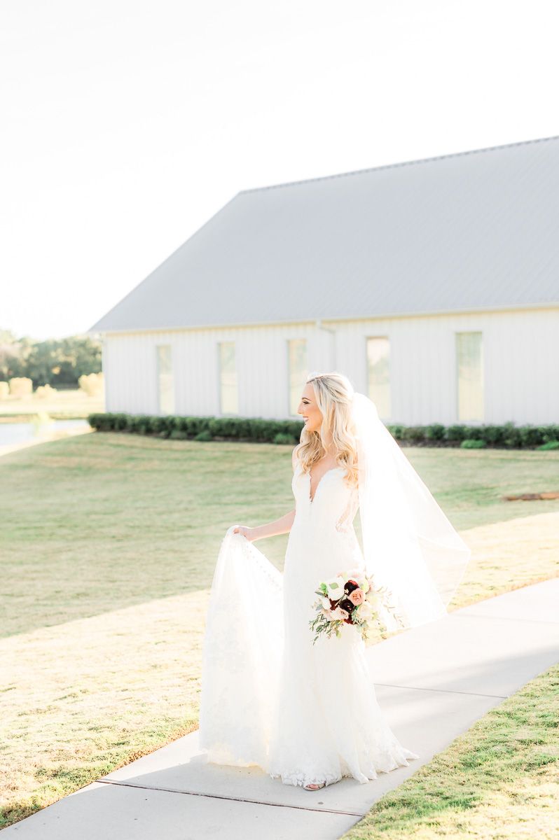 bride walking at Montgomery wedding venue