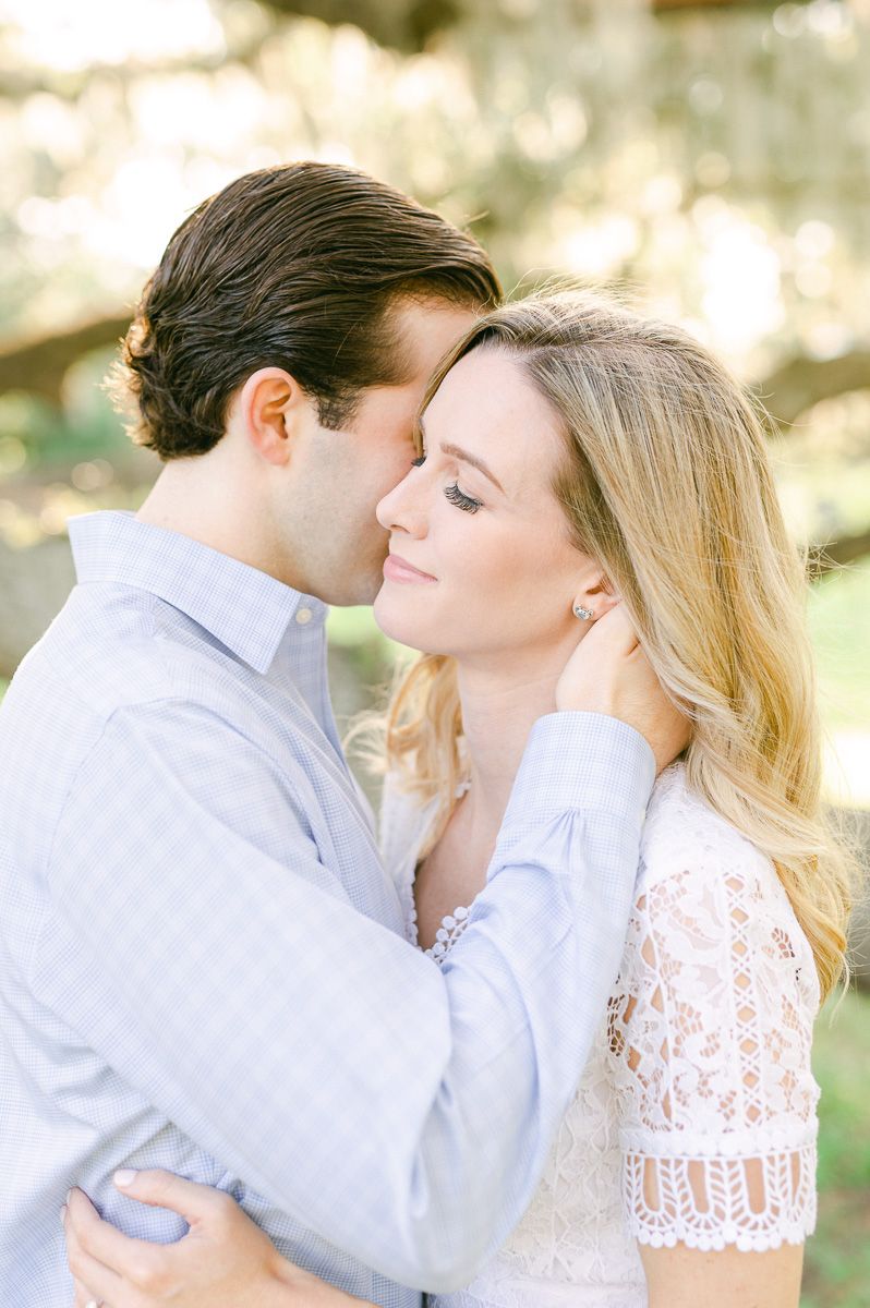 couple during spring Houston engagement session