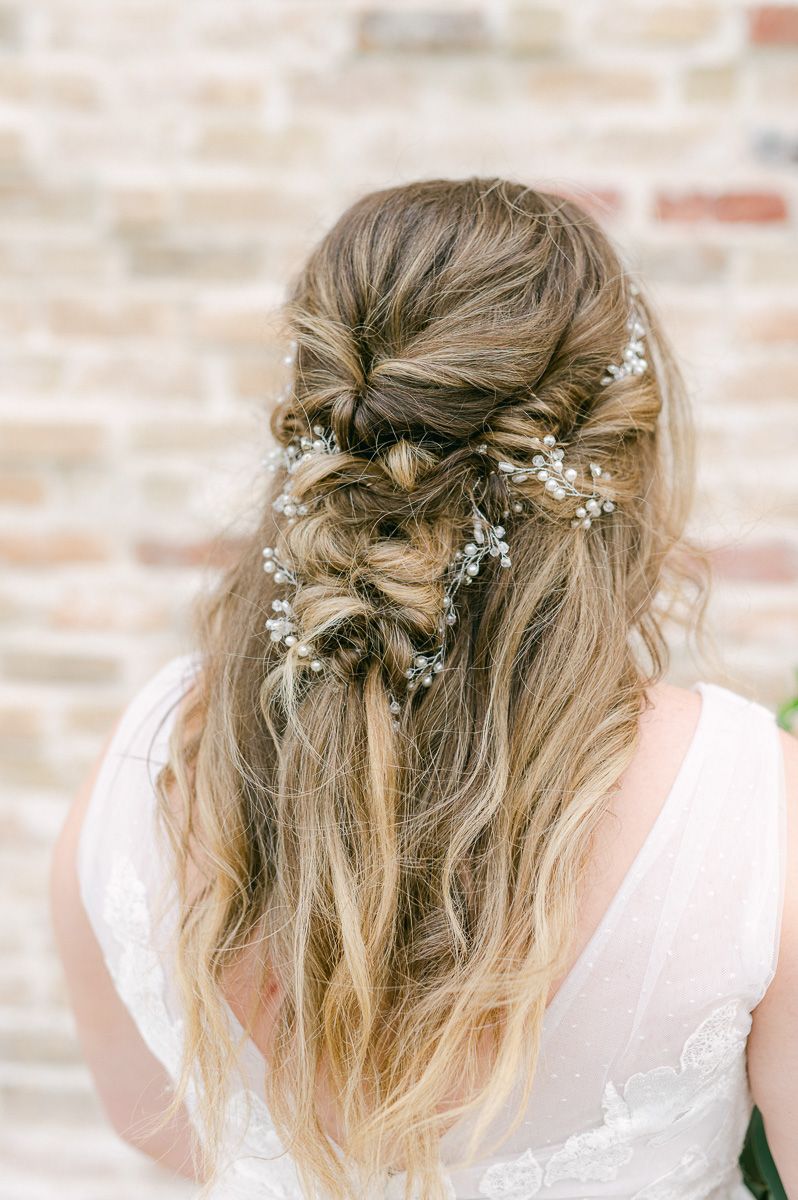 bridal hair with hairpiece 