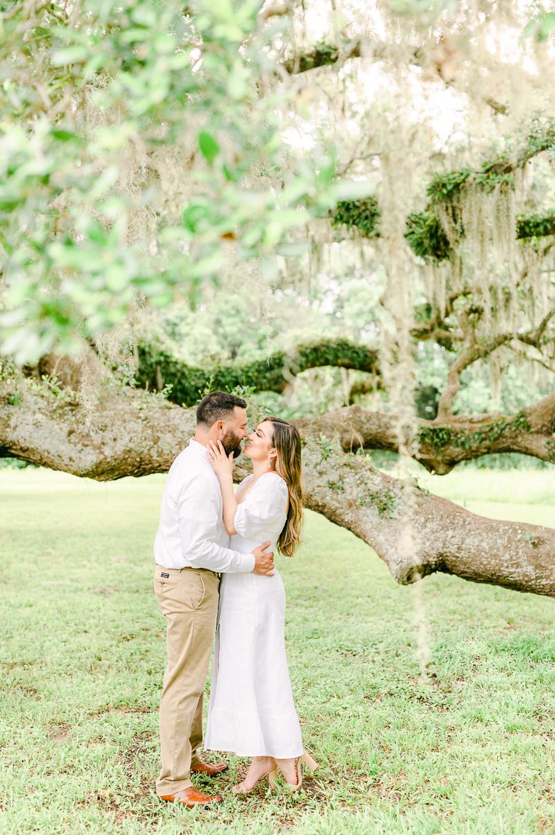 Houston engagement session with Spanish Moss tree