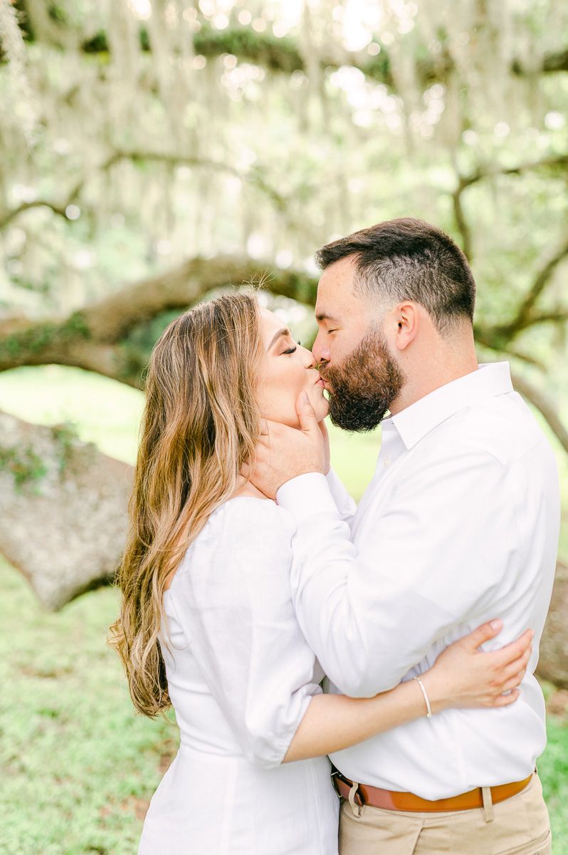 Houston engagement session with Spanish Moss tree