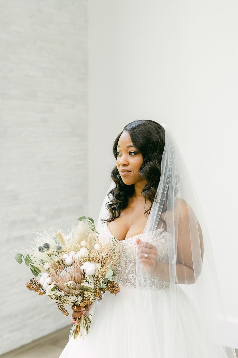 bride at her bridal session at The Luminaire