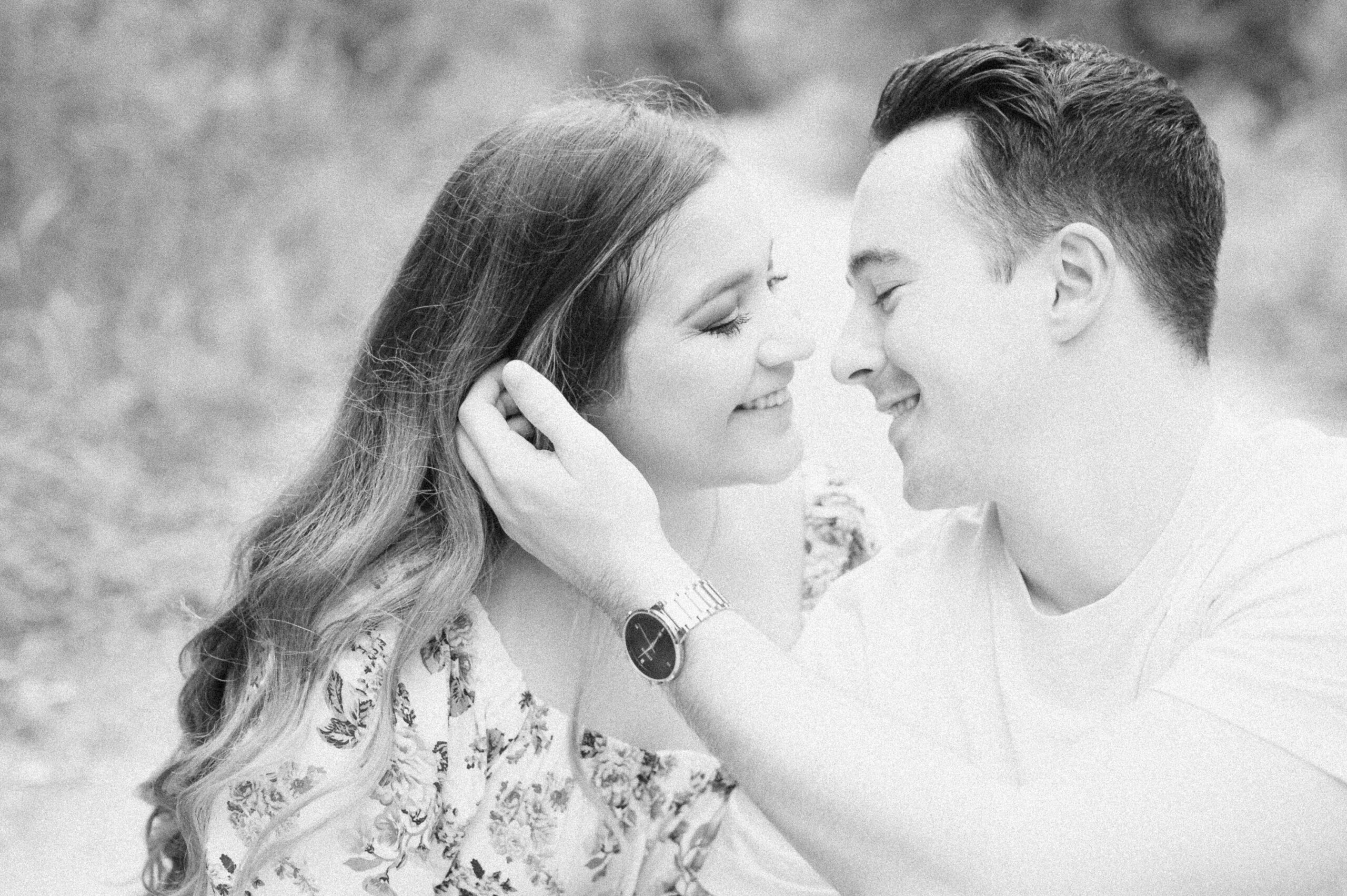 soft romantic engagement photo