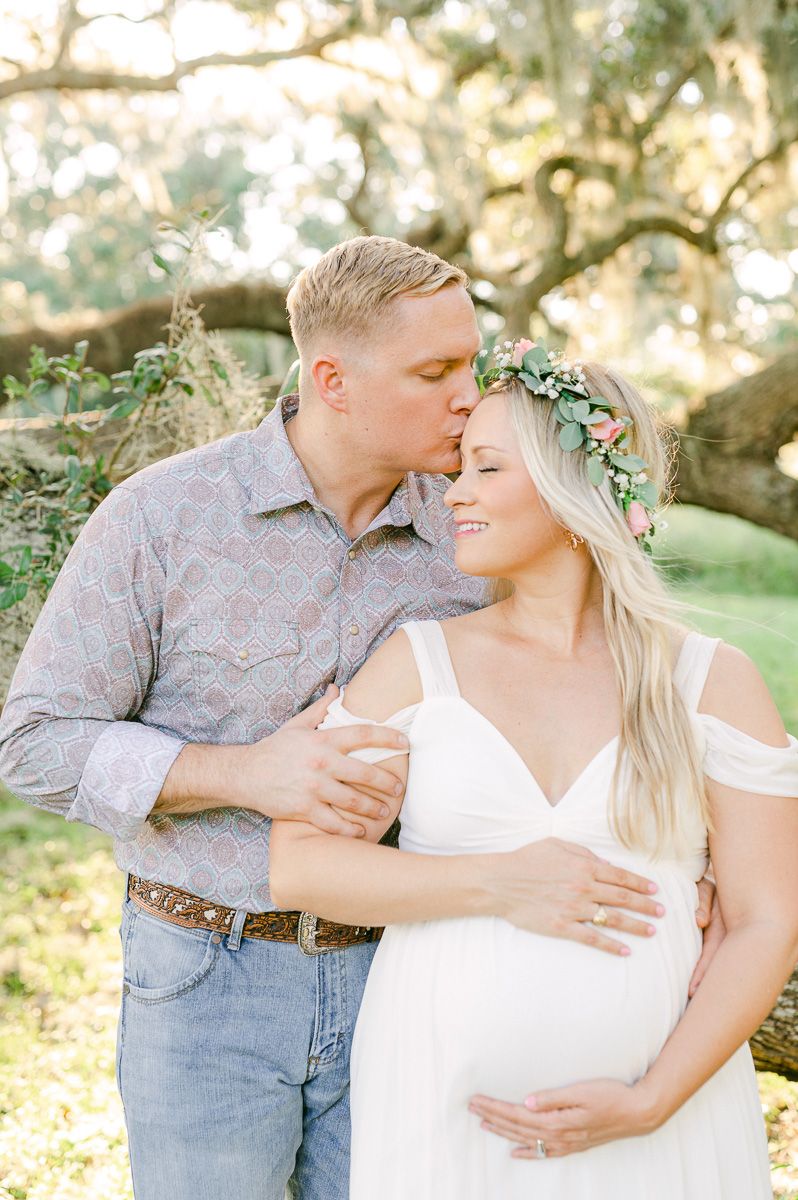 maternity session with flower crown
