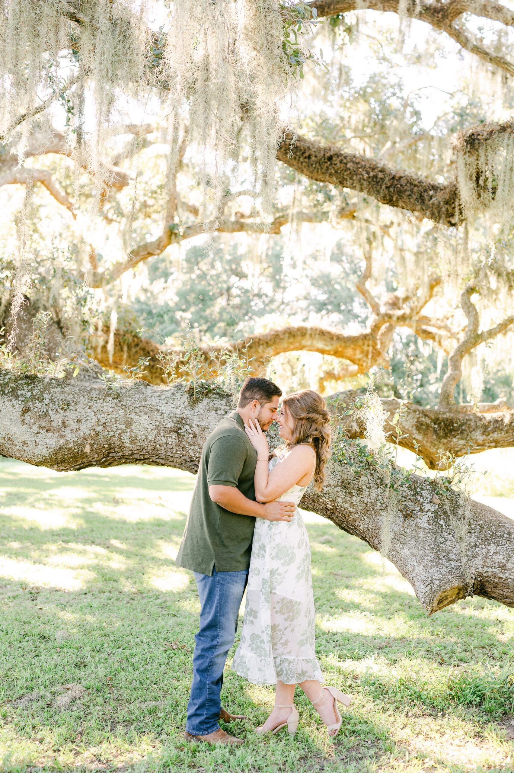 couple at Spanish Moss Houston engagement session