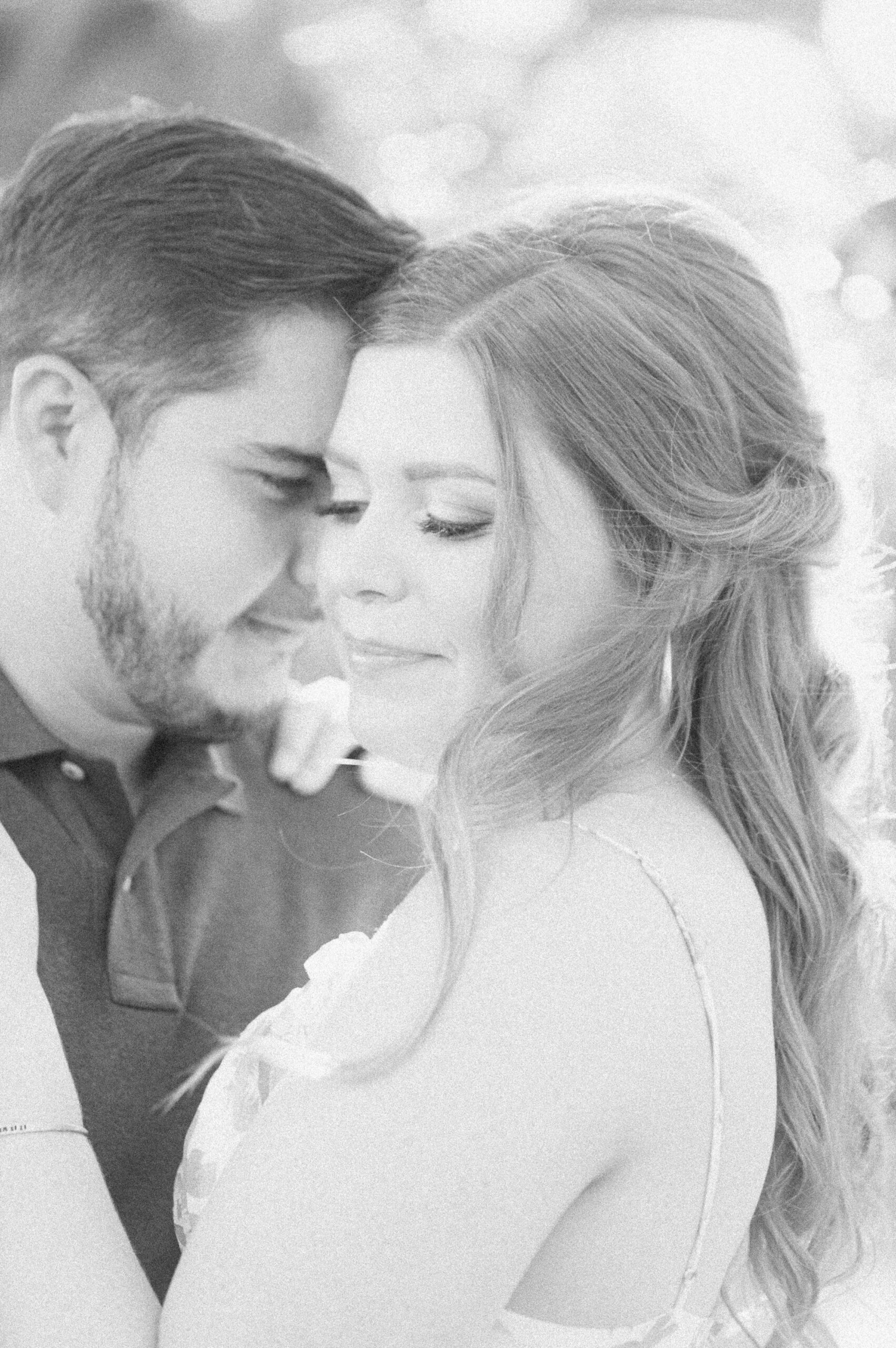 black and white engagement photo