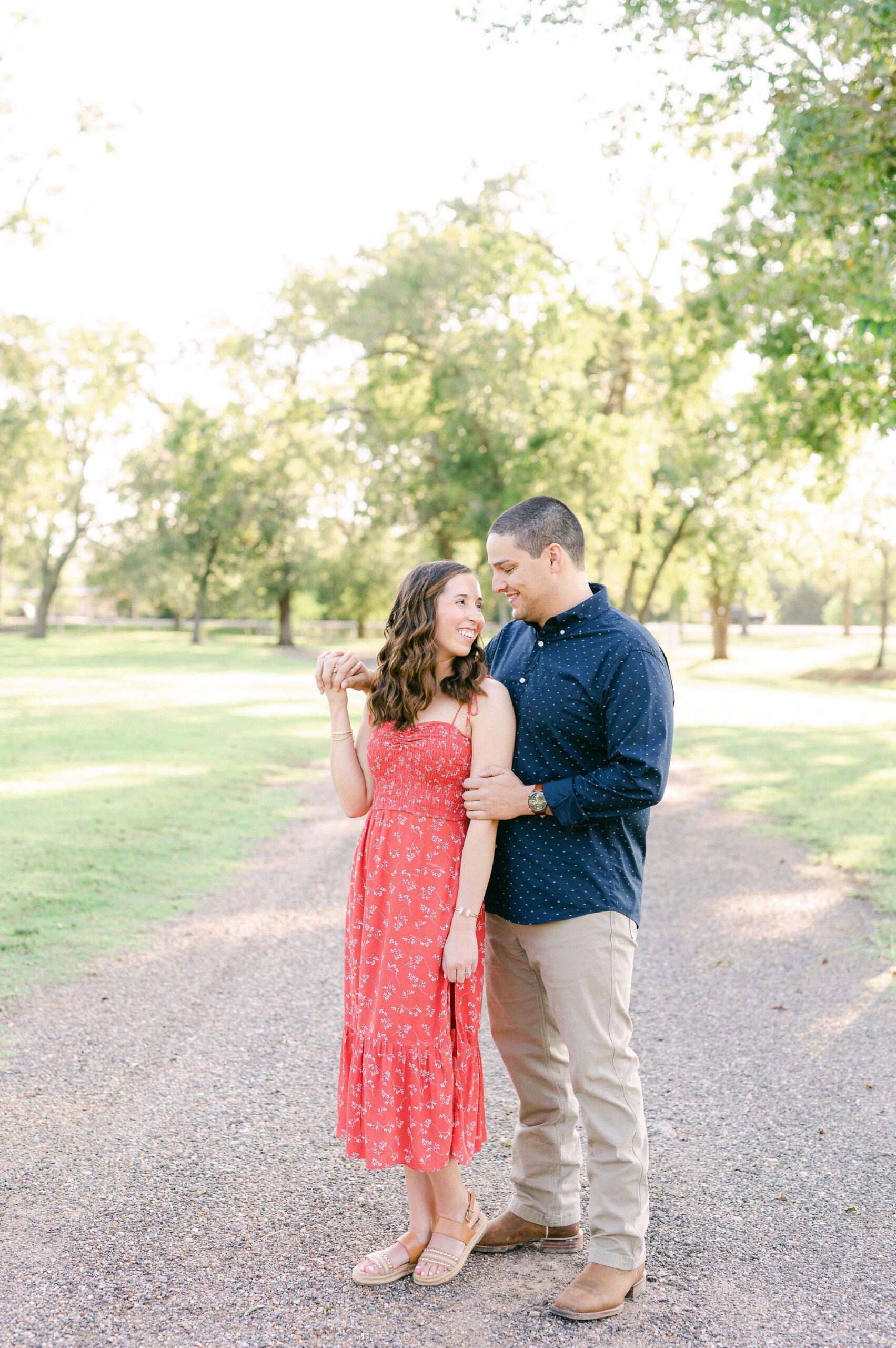 couple at fall engagement session in houston