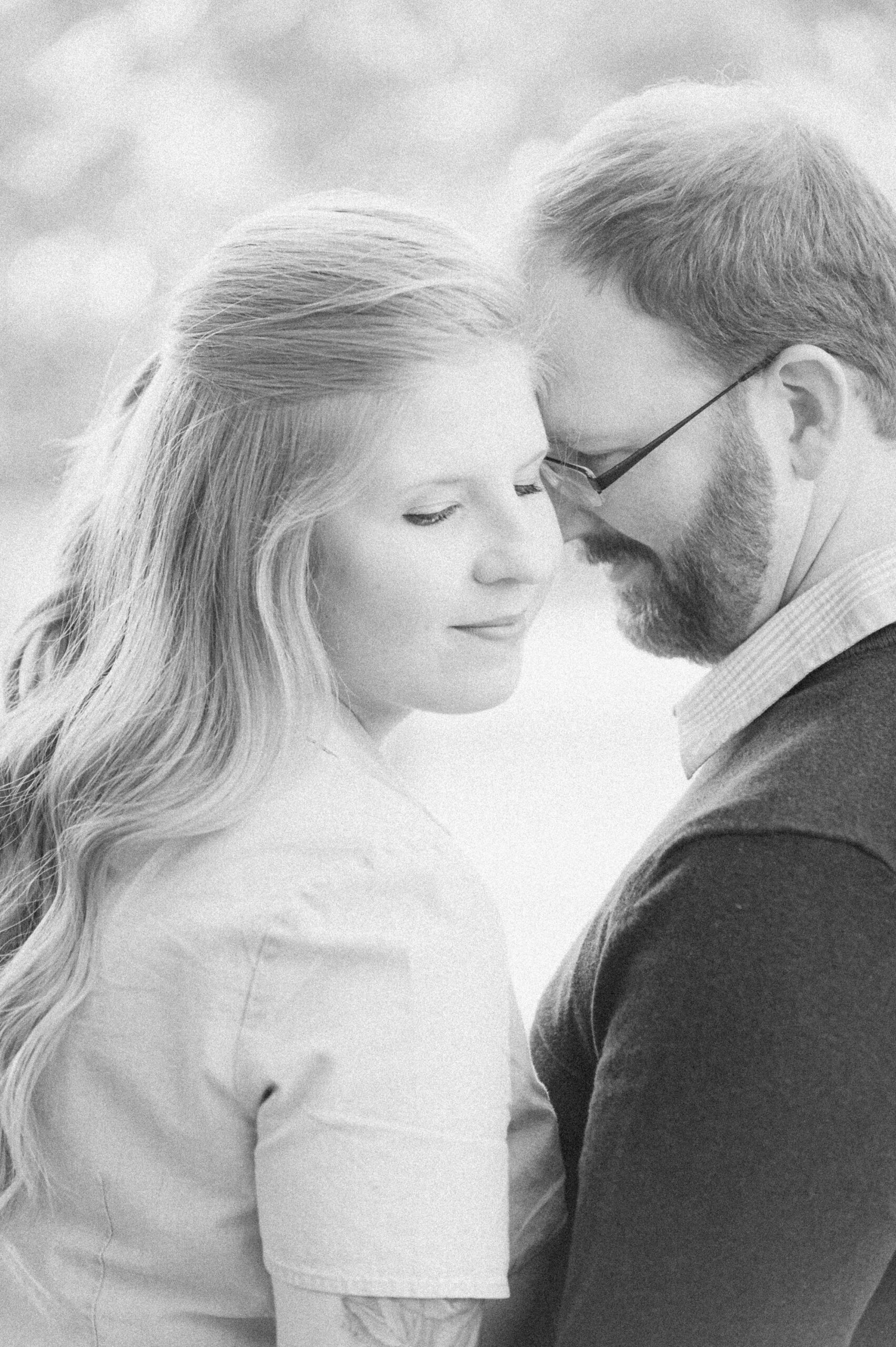 black and white engagement session 