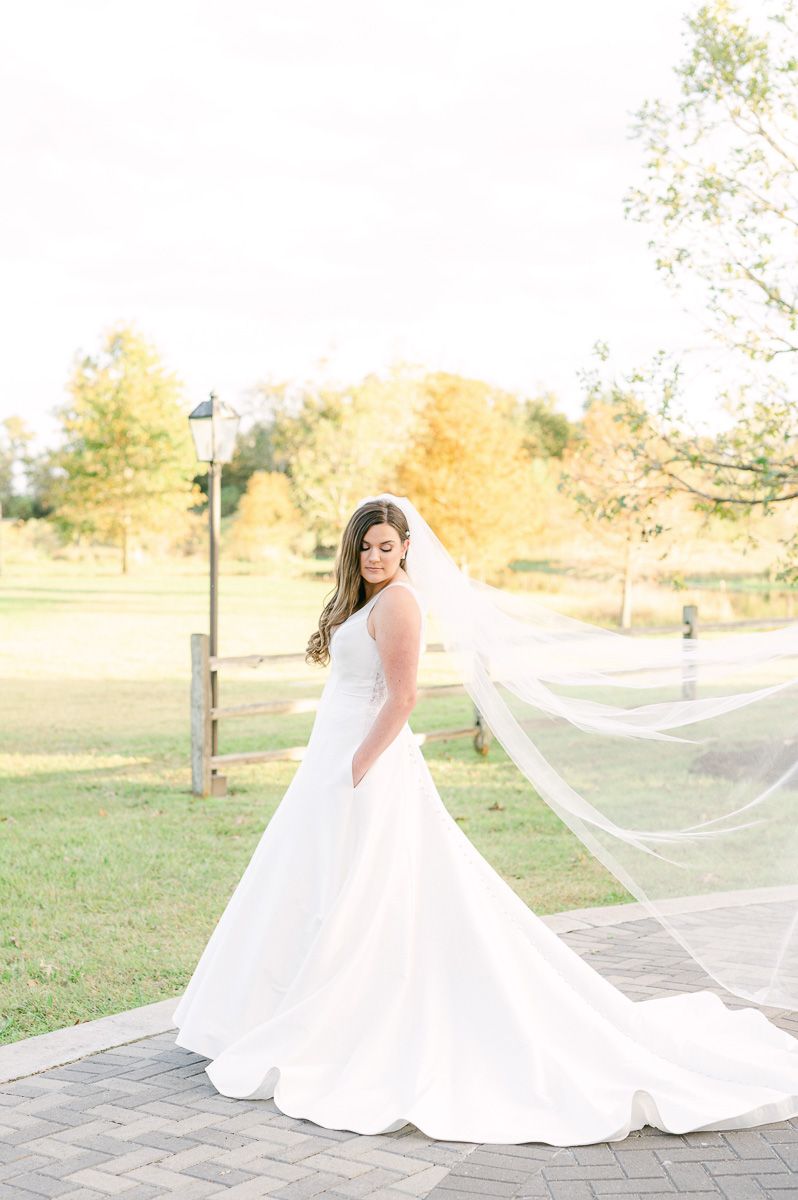 bride with her veil in Katy, Tx