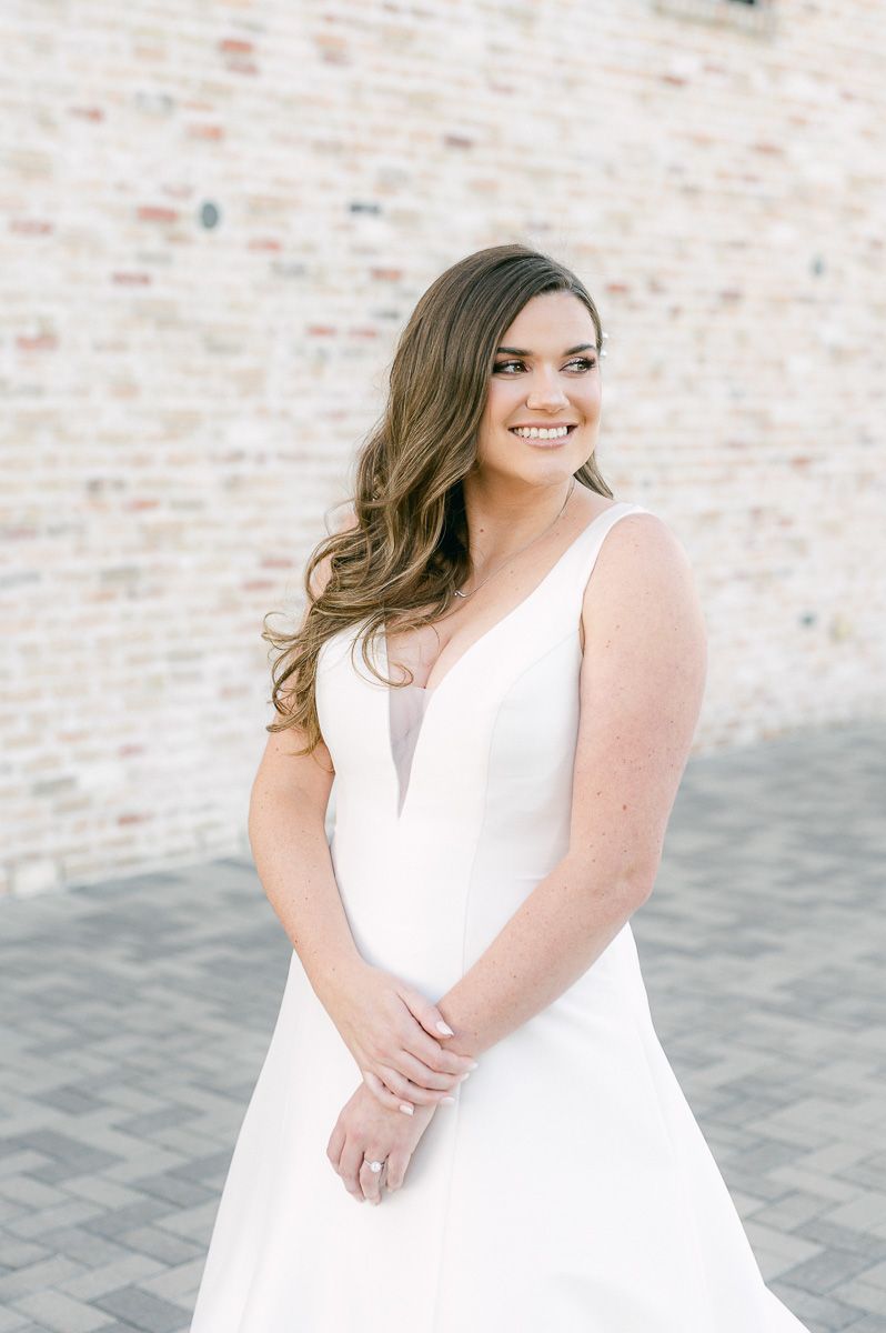 bride at her bridal session at Beckendorff Farms