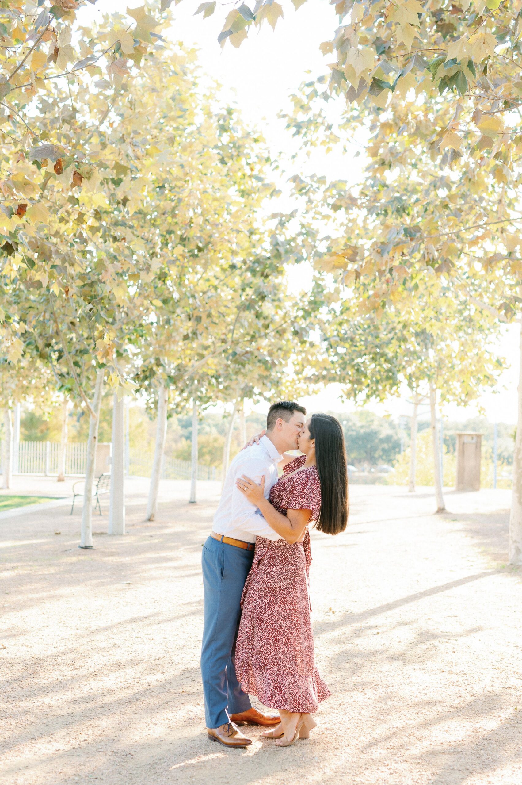 couple kissing during engagement session