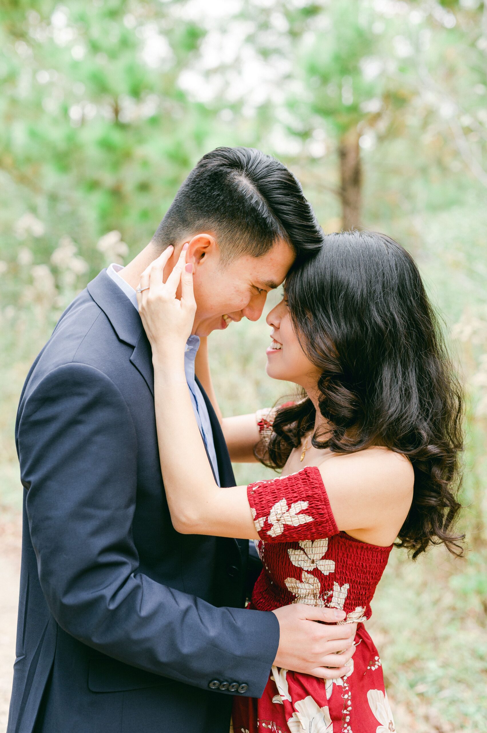 couple at memorial park engagement session