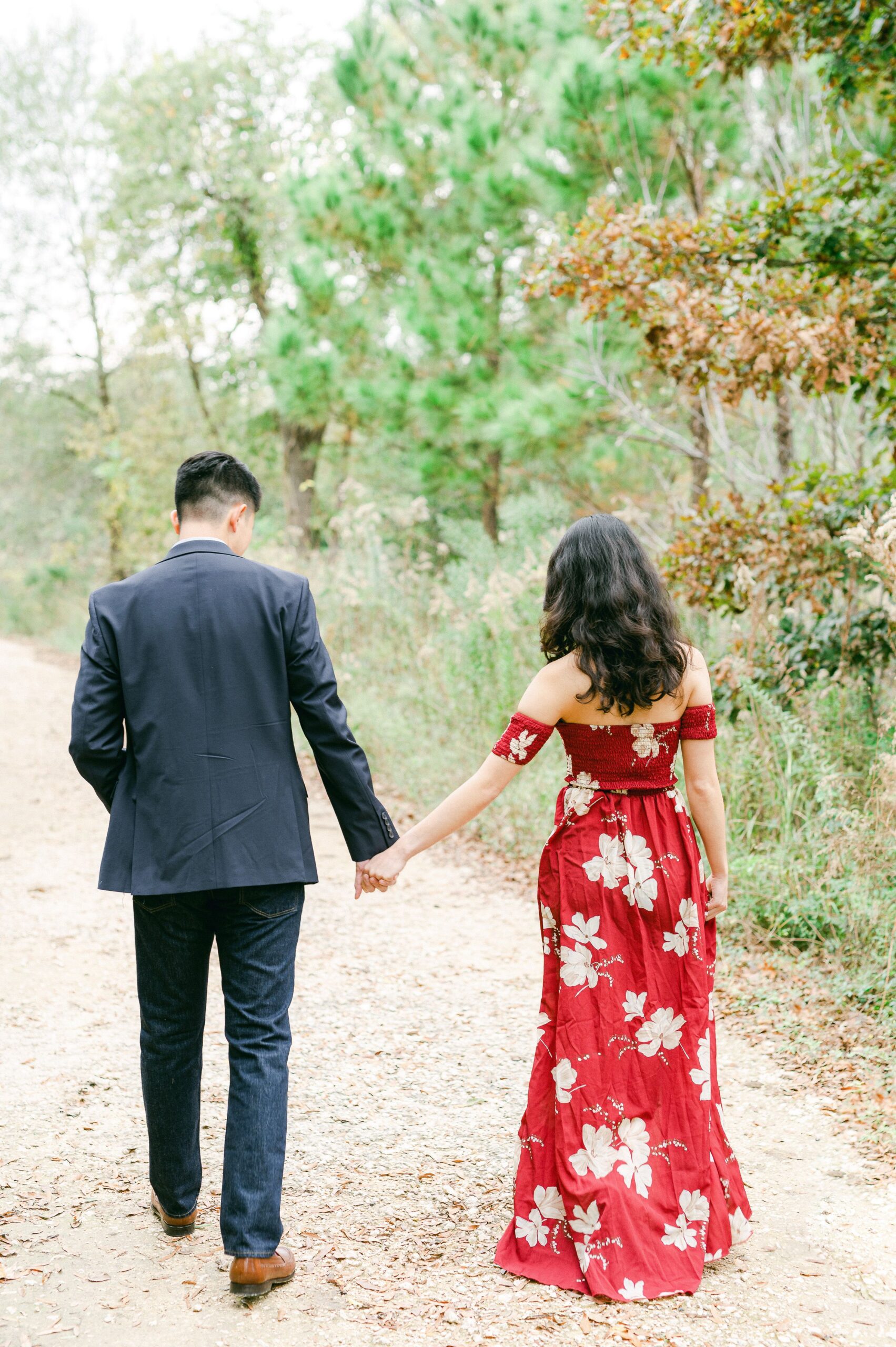 couple walking in memorial park