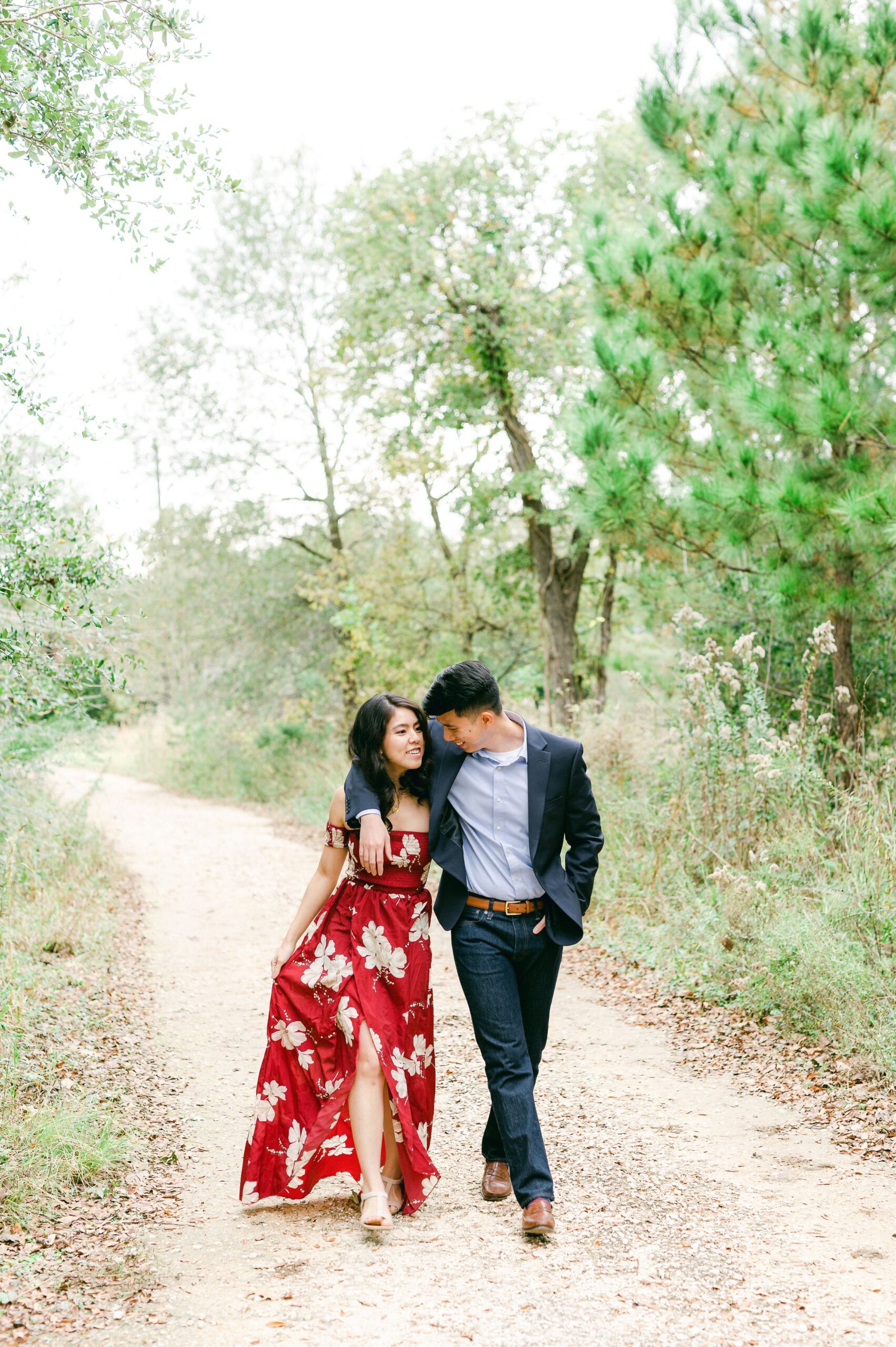 couple walking in memorial park
