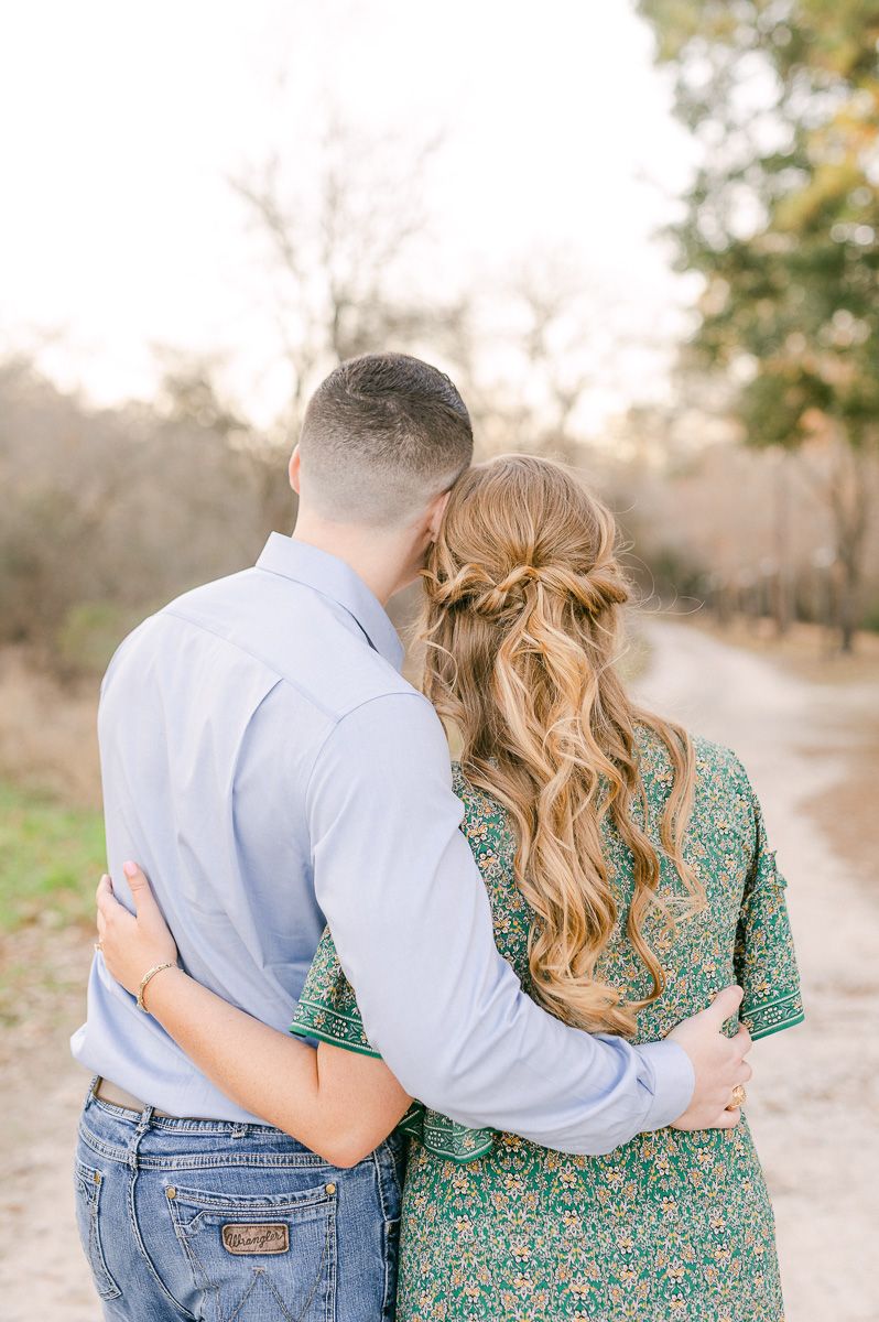 Couple during their engagement session in Cypress, Tx 