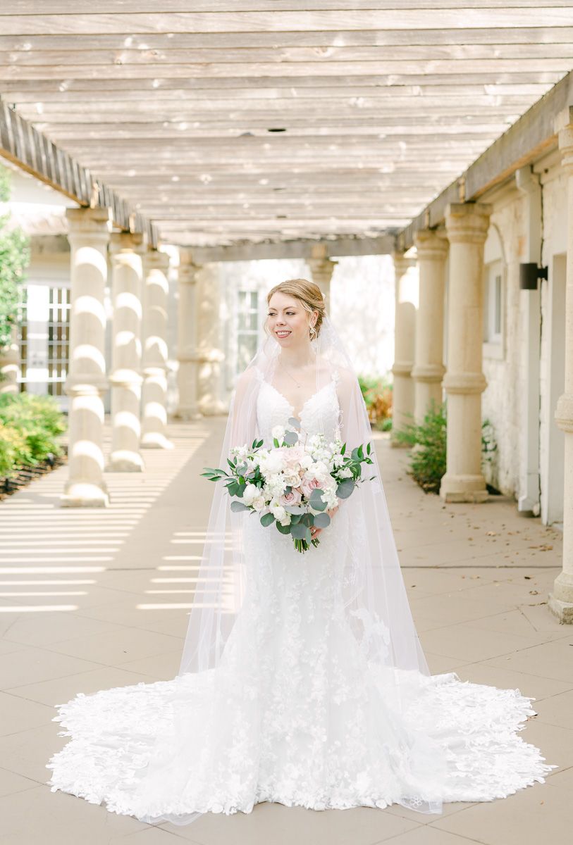 Bride holding flowers at Ashton Gardens North Houston bridal session