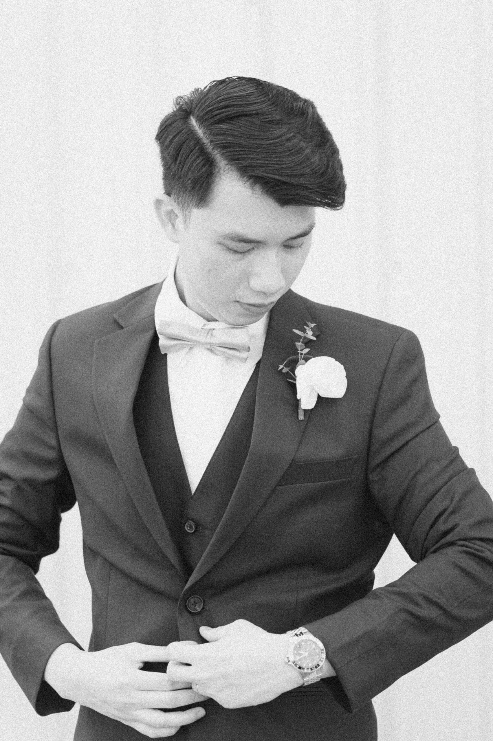 groom getting ready at Starshine Texas wedding venue