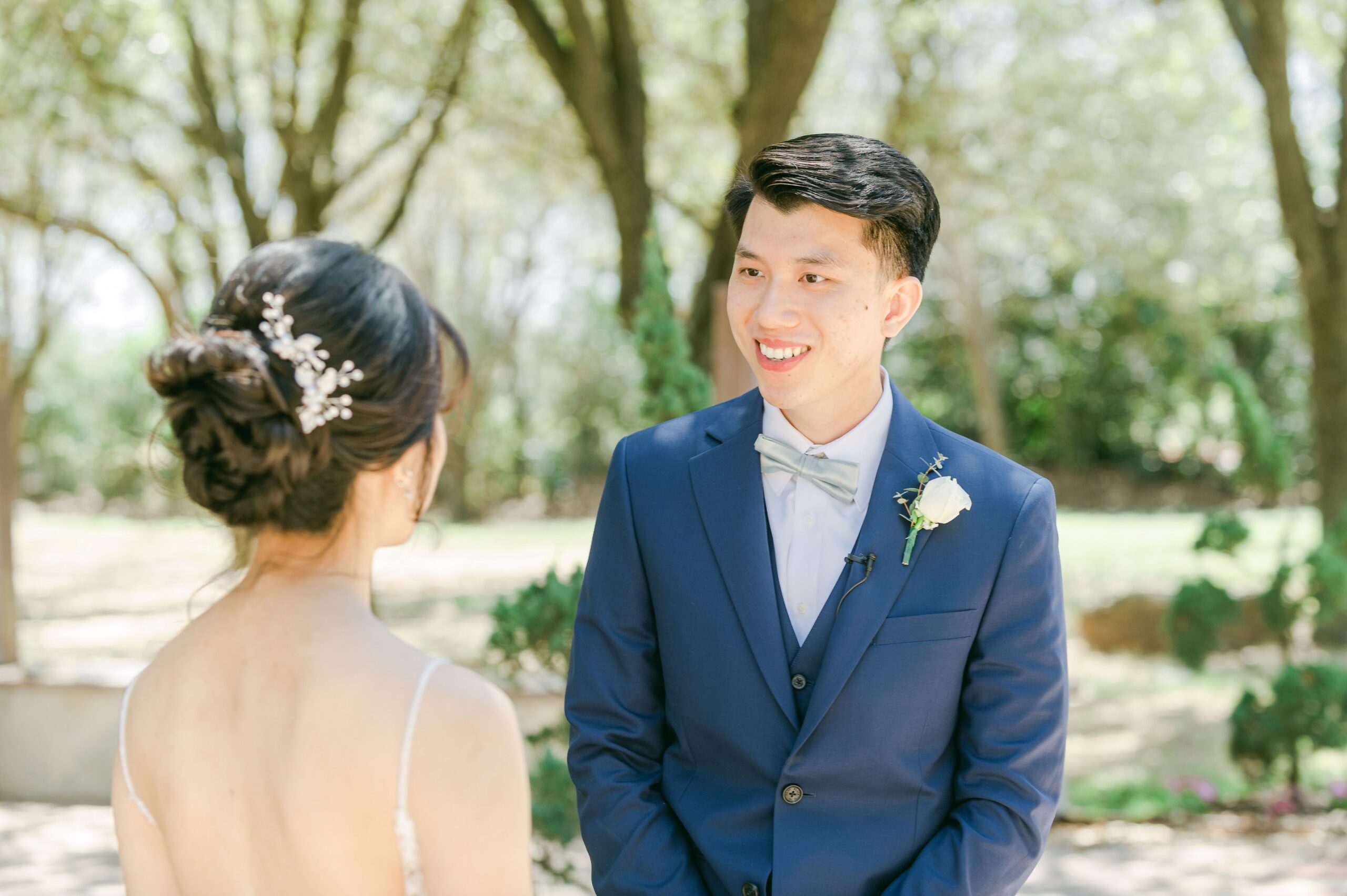 first look at Houston wedding