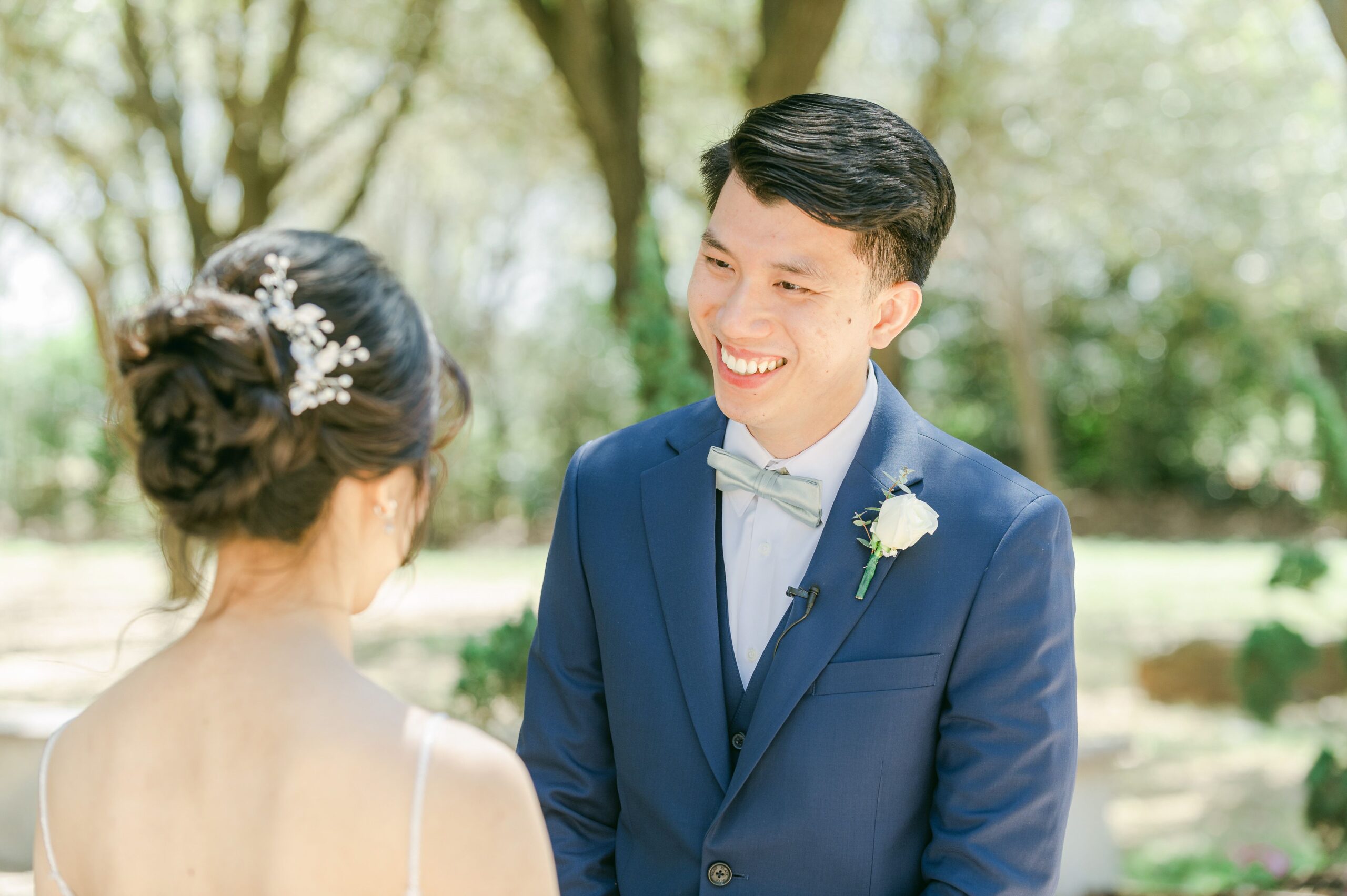 first look at Houston wedding