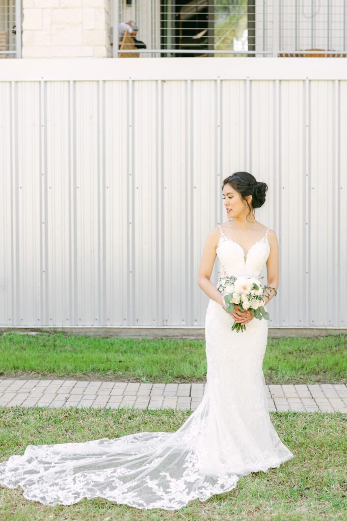 bride at Houston Rustic Wedding Venues Starshine Texas