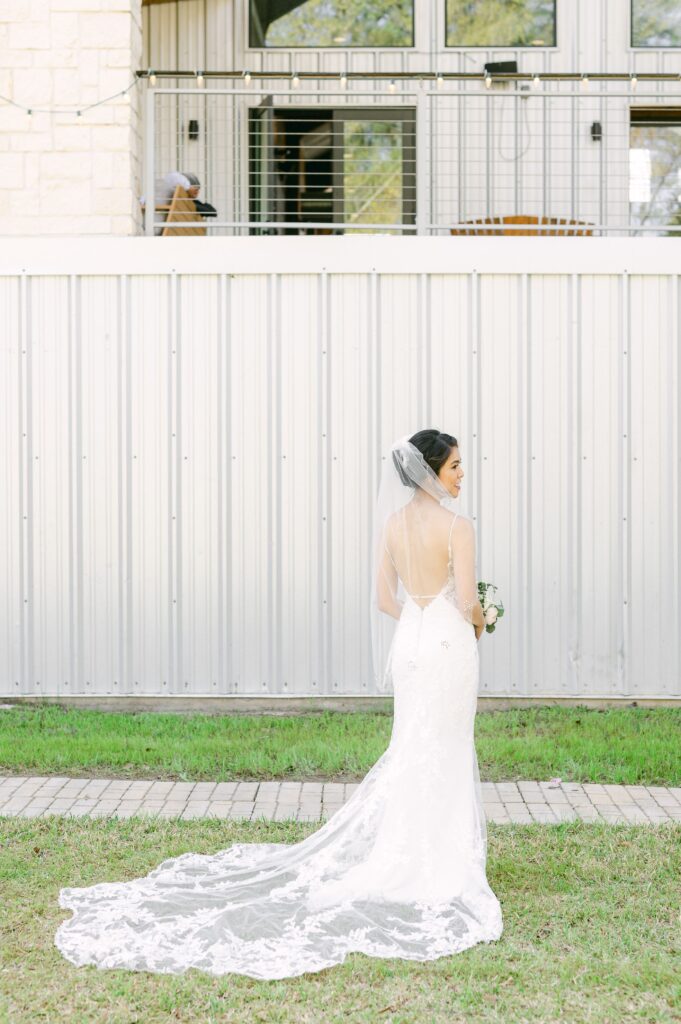 bride at Houston Rustic Wedding Venues Starshine Texas