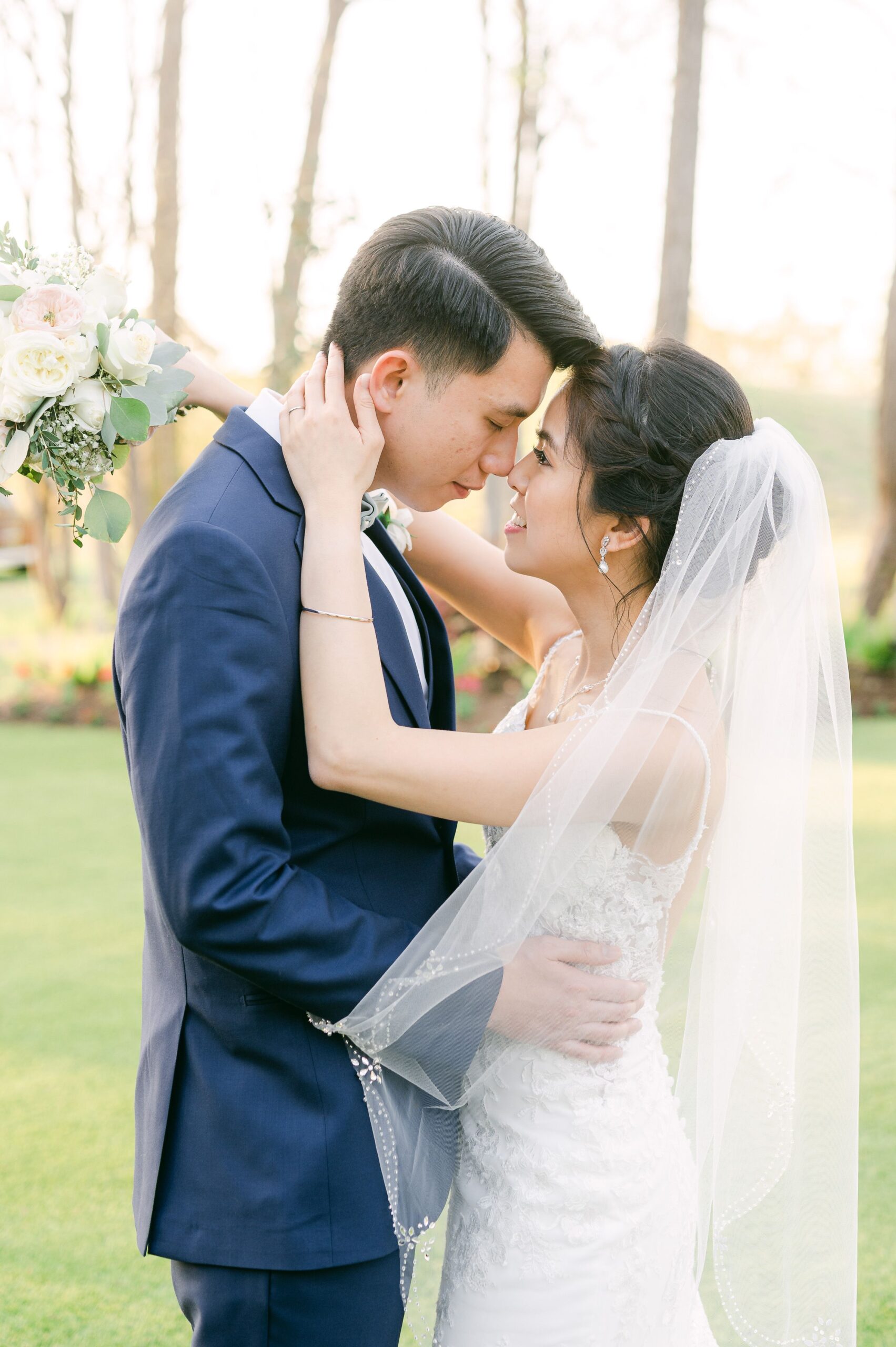 bride and groom at their wedding at Houston rustic wedding venues