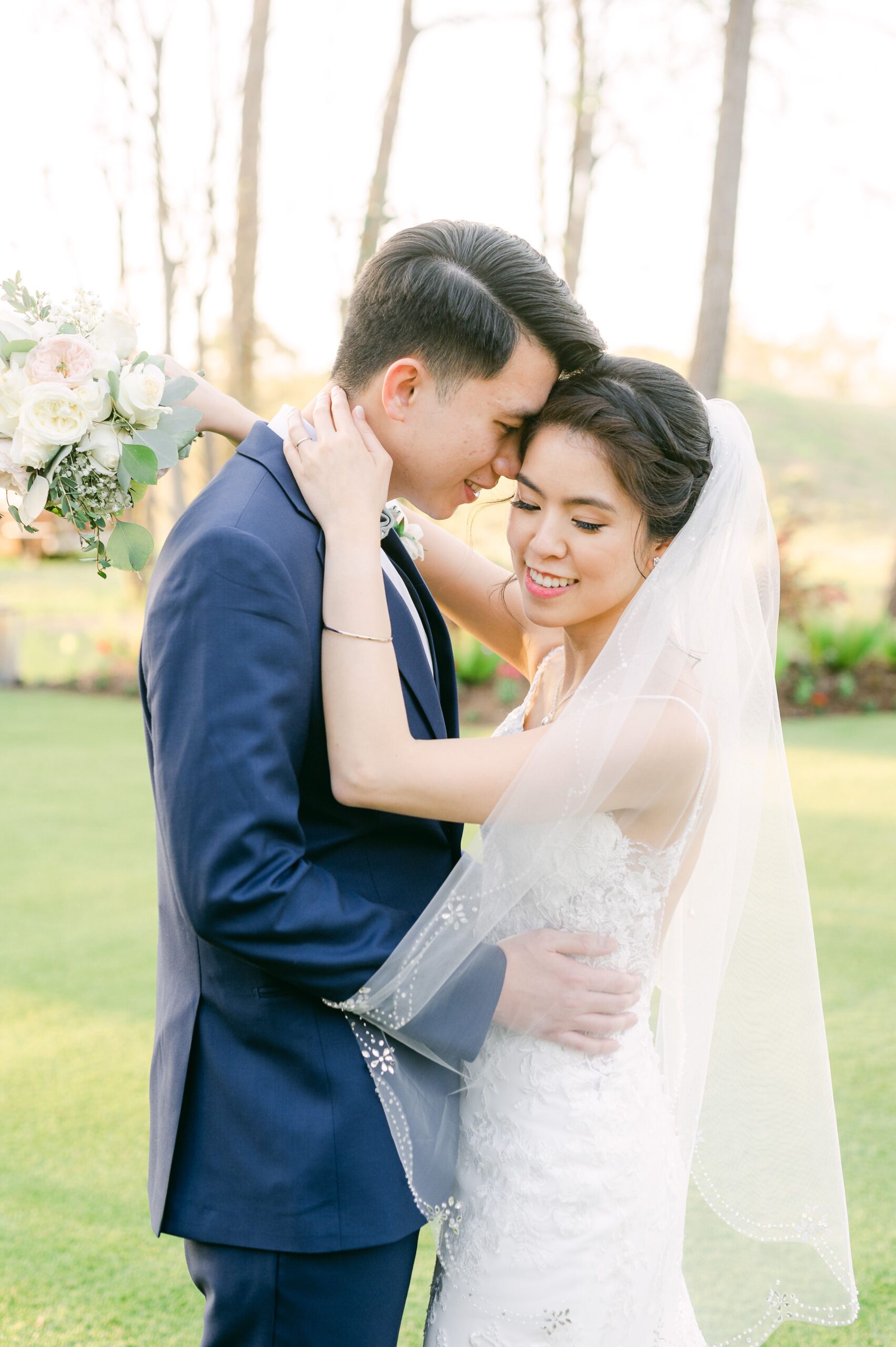 bride and groom at their wedding at Houston rustic wedding venues