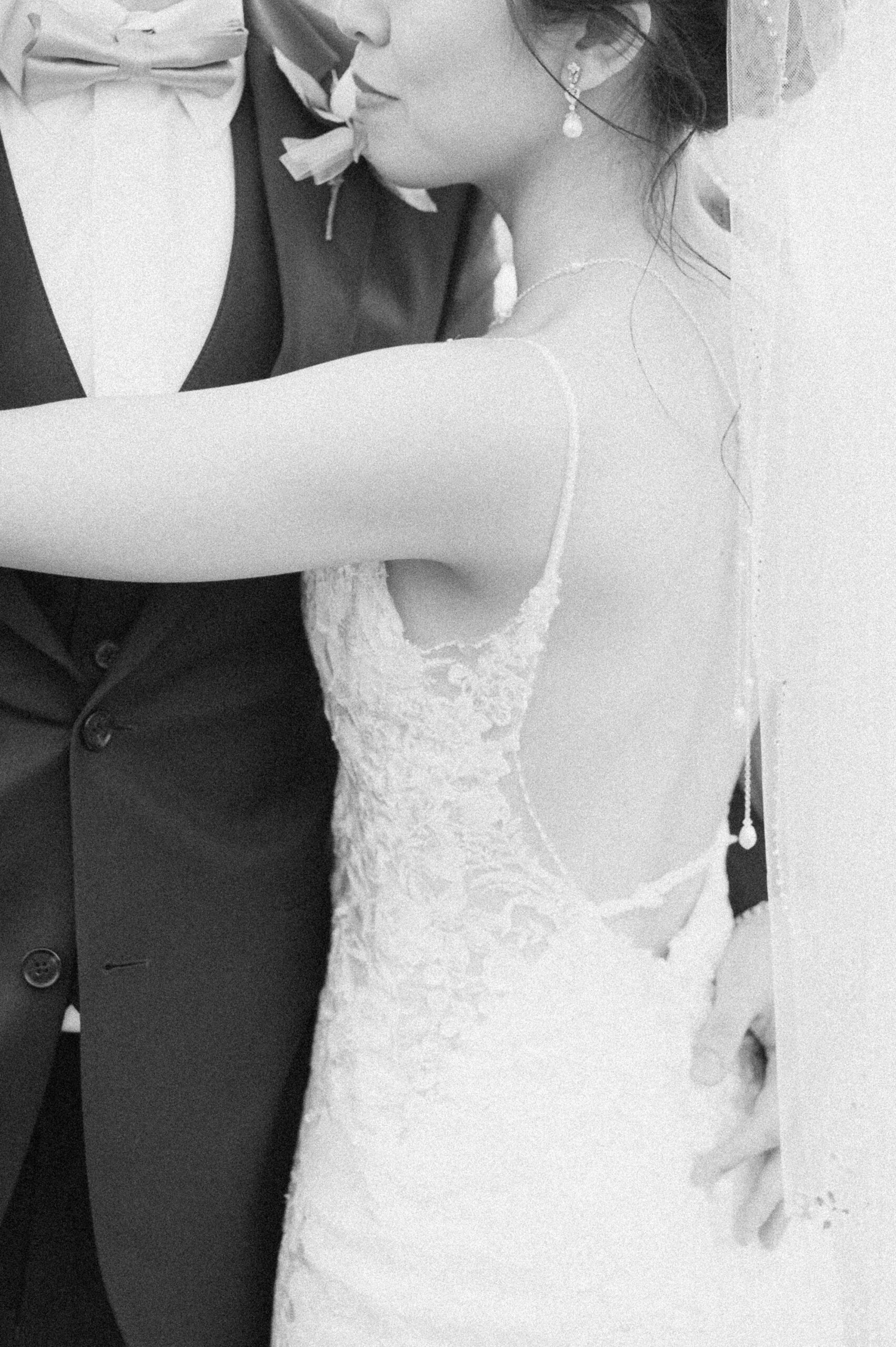 bride and groom at their wedding at Houston rustic wedding venues