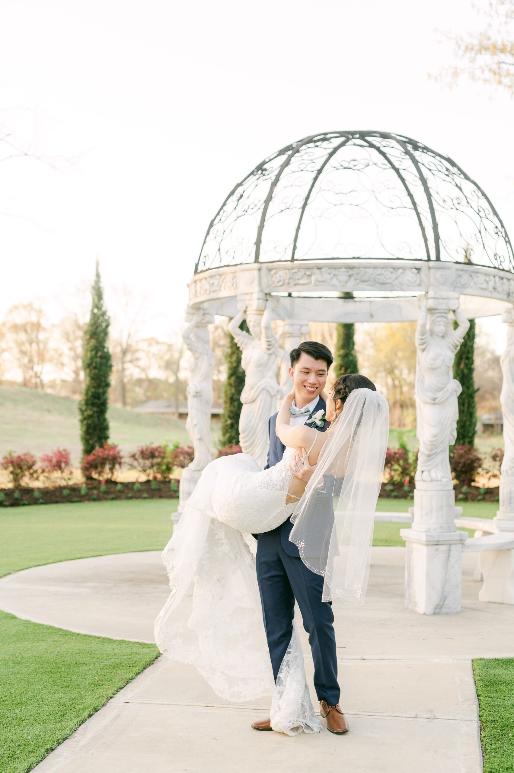bride and groom twirling at Starshine Texas in Houston