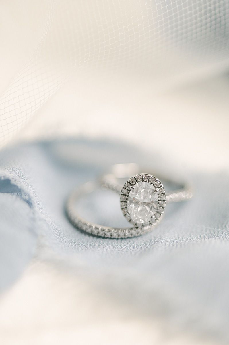 blue ribbon with wedding ring