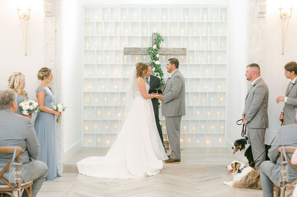 ceremony at The Pattison House with candle wall