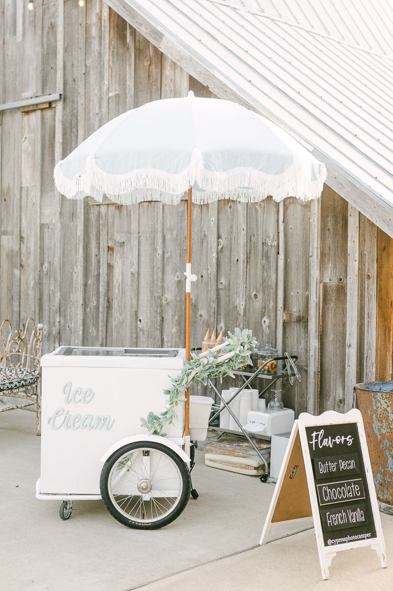 ice cream cart at outdoor wedding