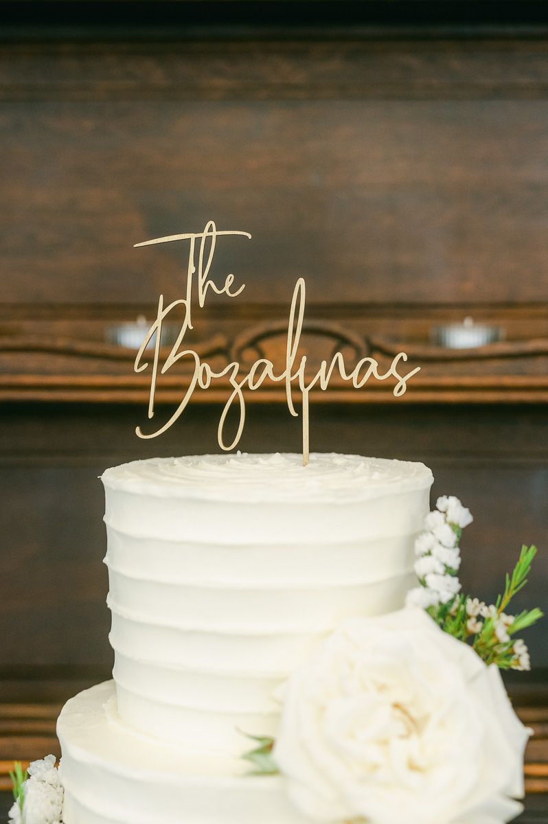 wedding cake on vintage furniture
