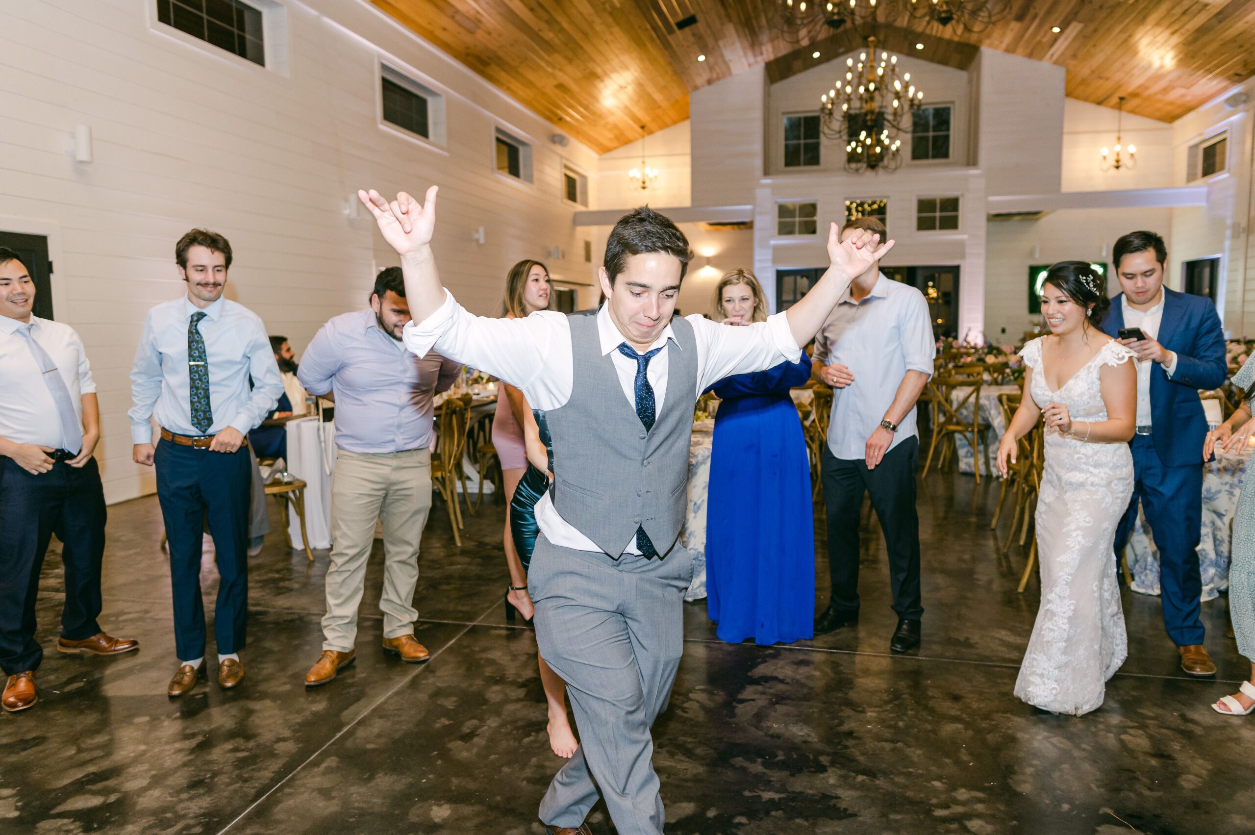 guests dancing at wedding reception