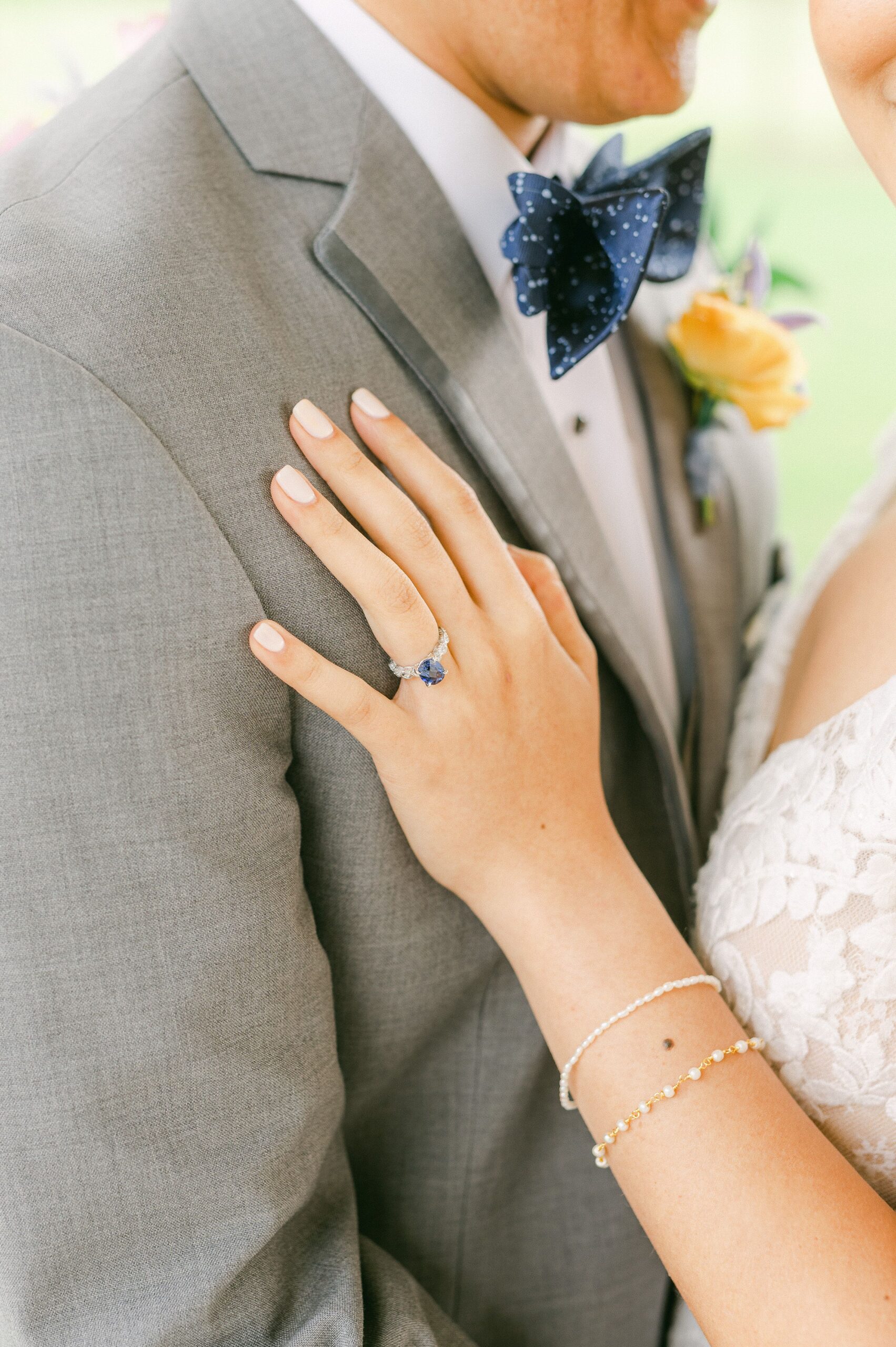 bride's blue engagement ring