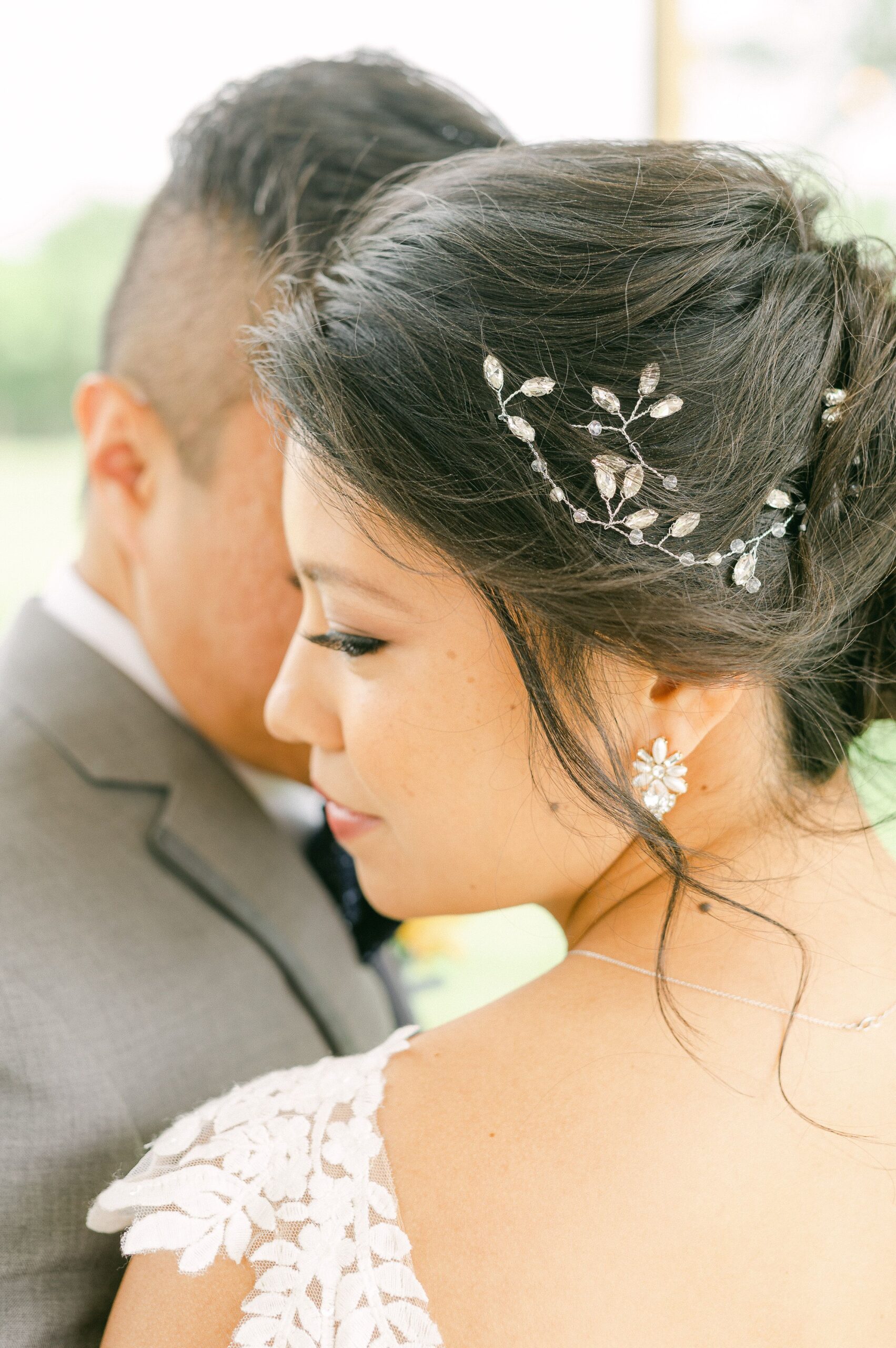 bride and groom cuddling at their wedding in Santa Fe, Texas