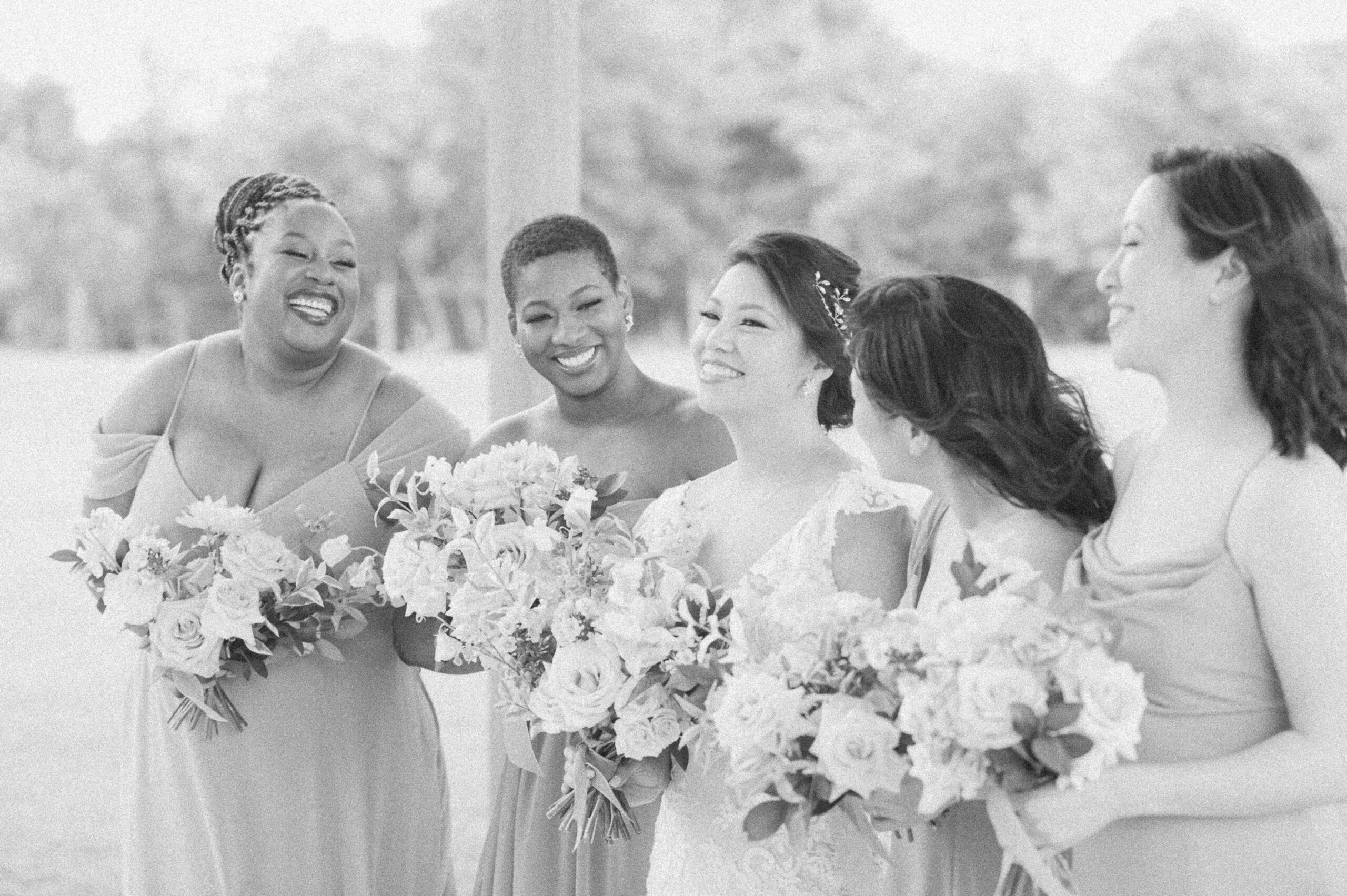 wedding party outside Willowynn Barn for spring wedding