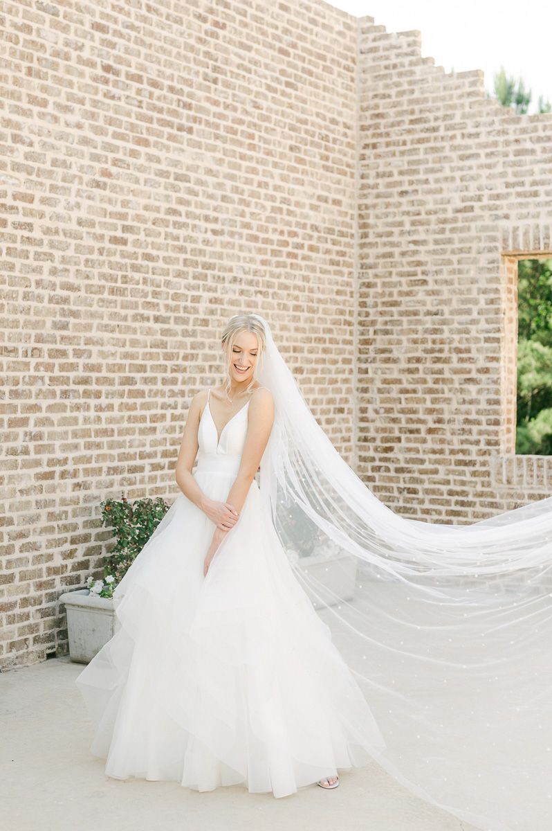 bride outside Iron Manor in Montgomery, Tx