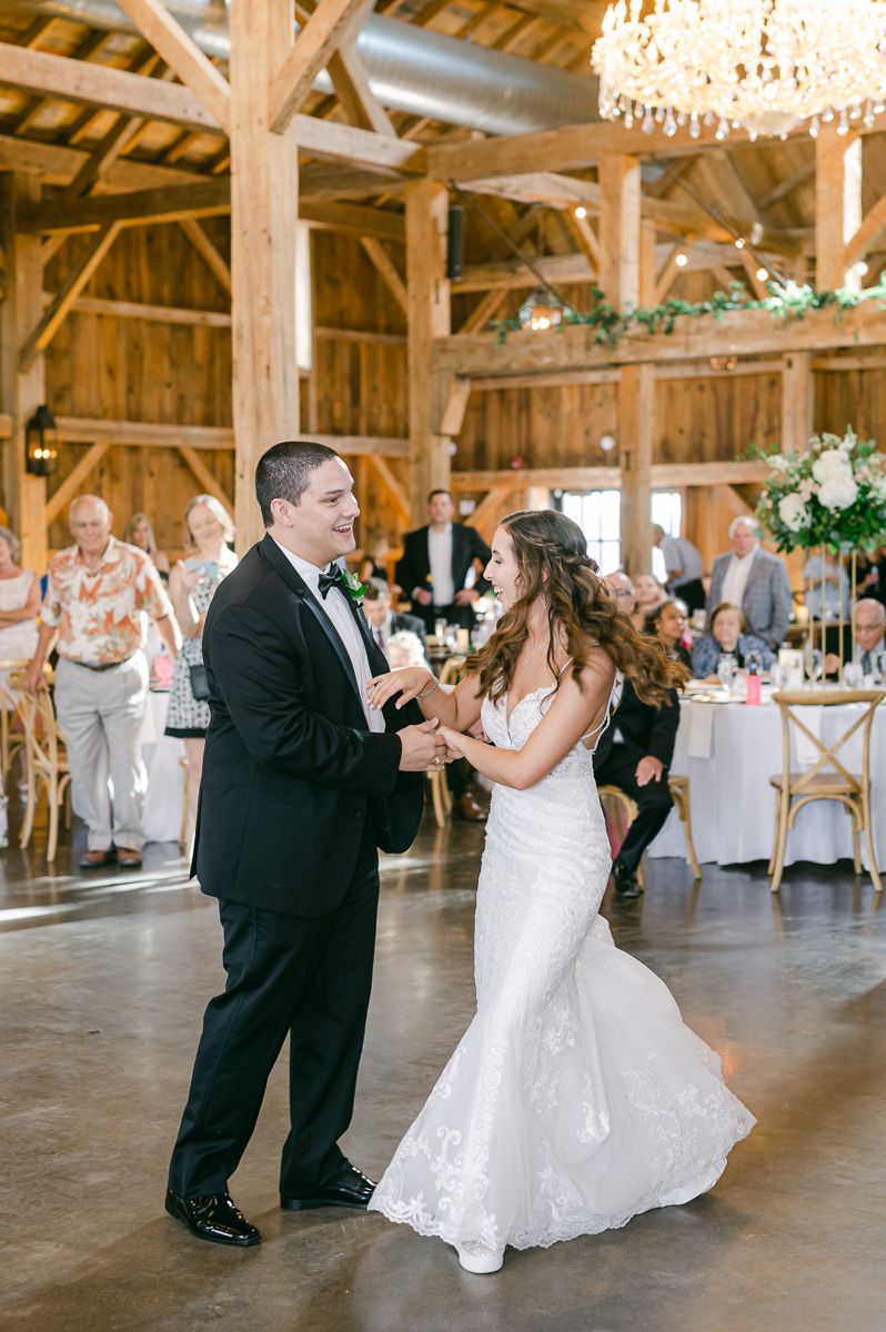 first dance at Beckendorff Farms wedding reception