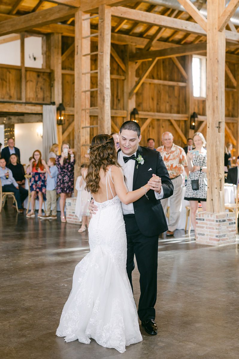 first dance at Beckendorff Farms wedding reception