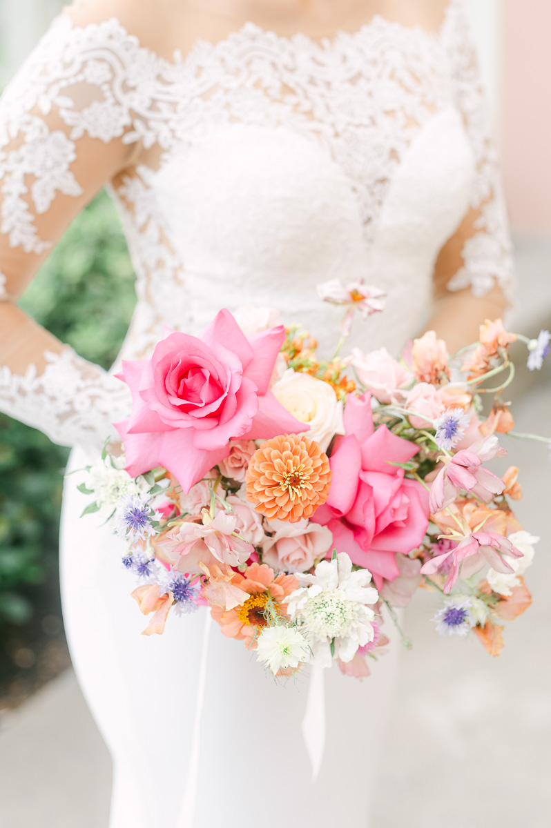 a pink spring bridal bouquet